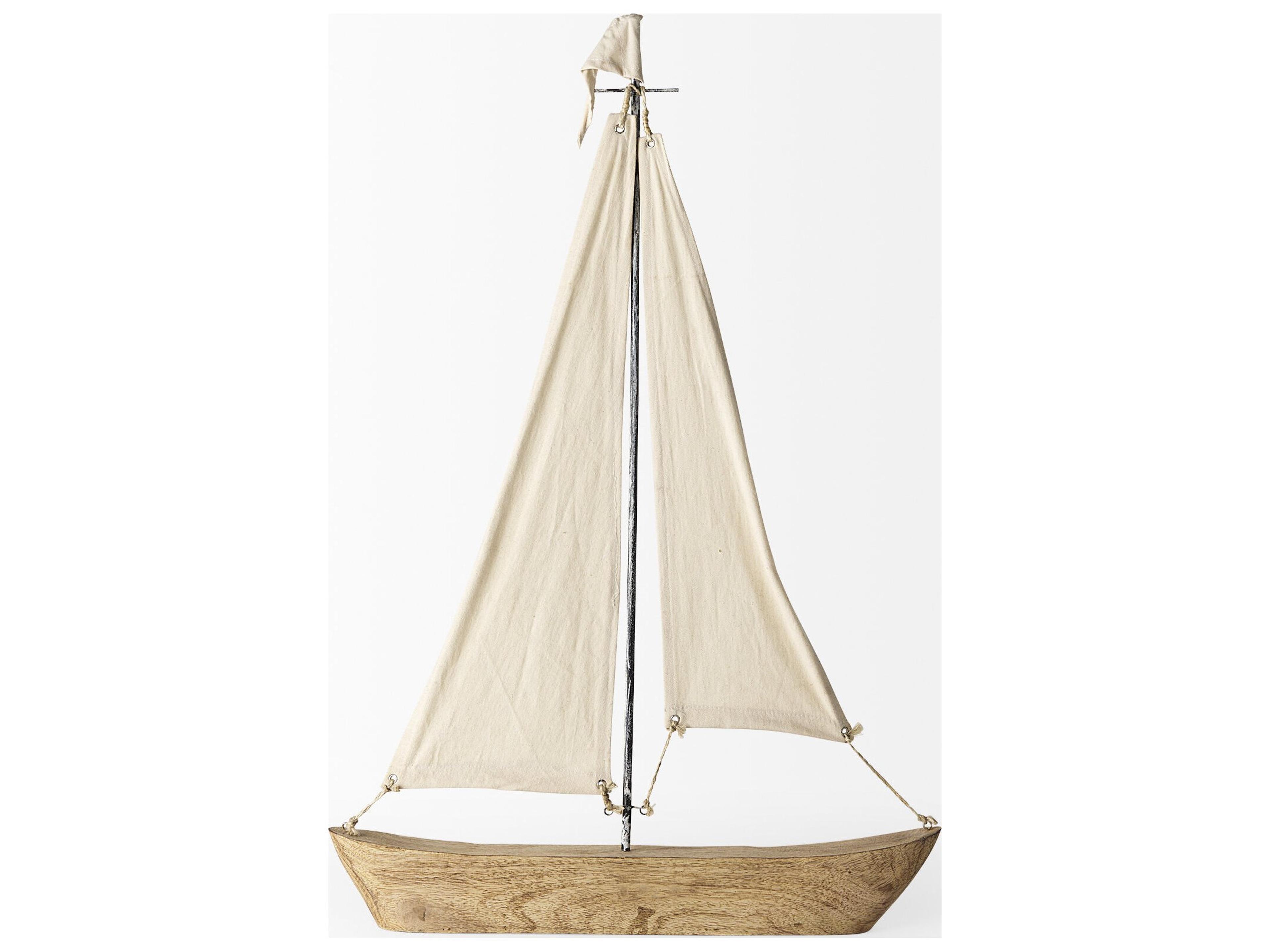 Mercana Tartane Large 22L x 2W Brown/Cream Nautical Inspired Sailboat