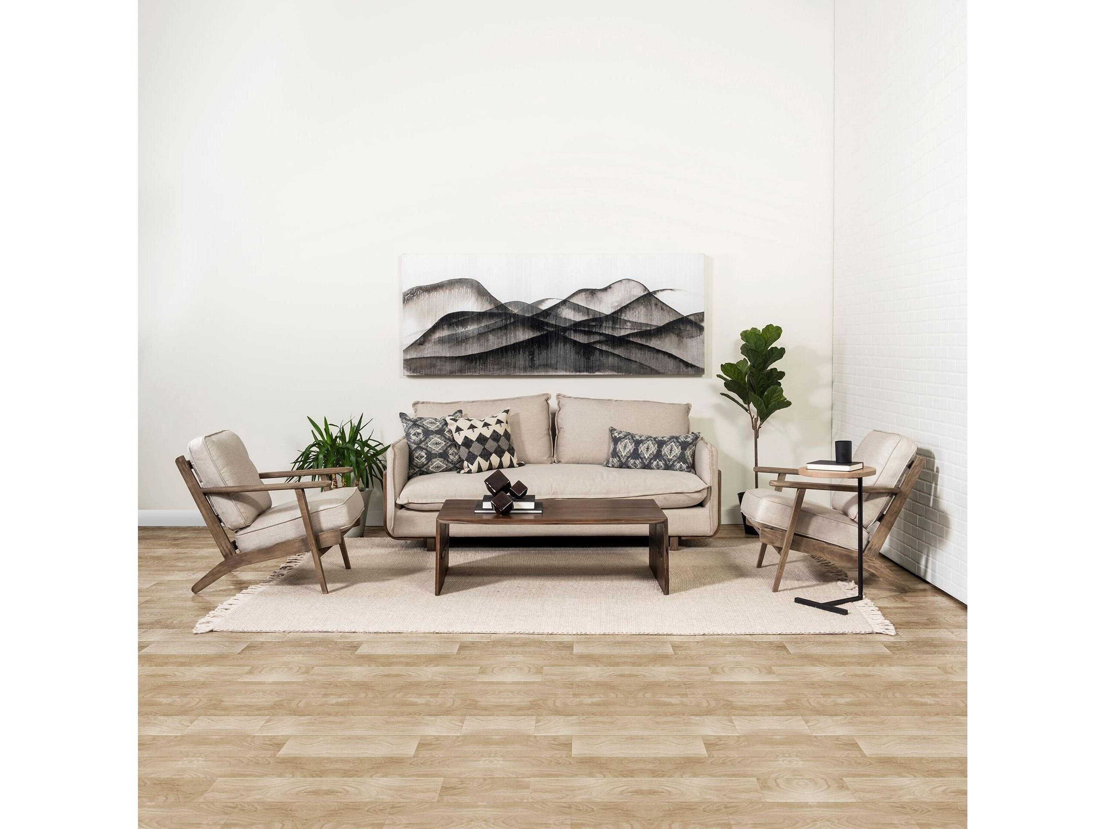 Mercana Roy I 84" Beige Upholstered Three Seater Sofa