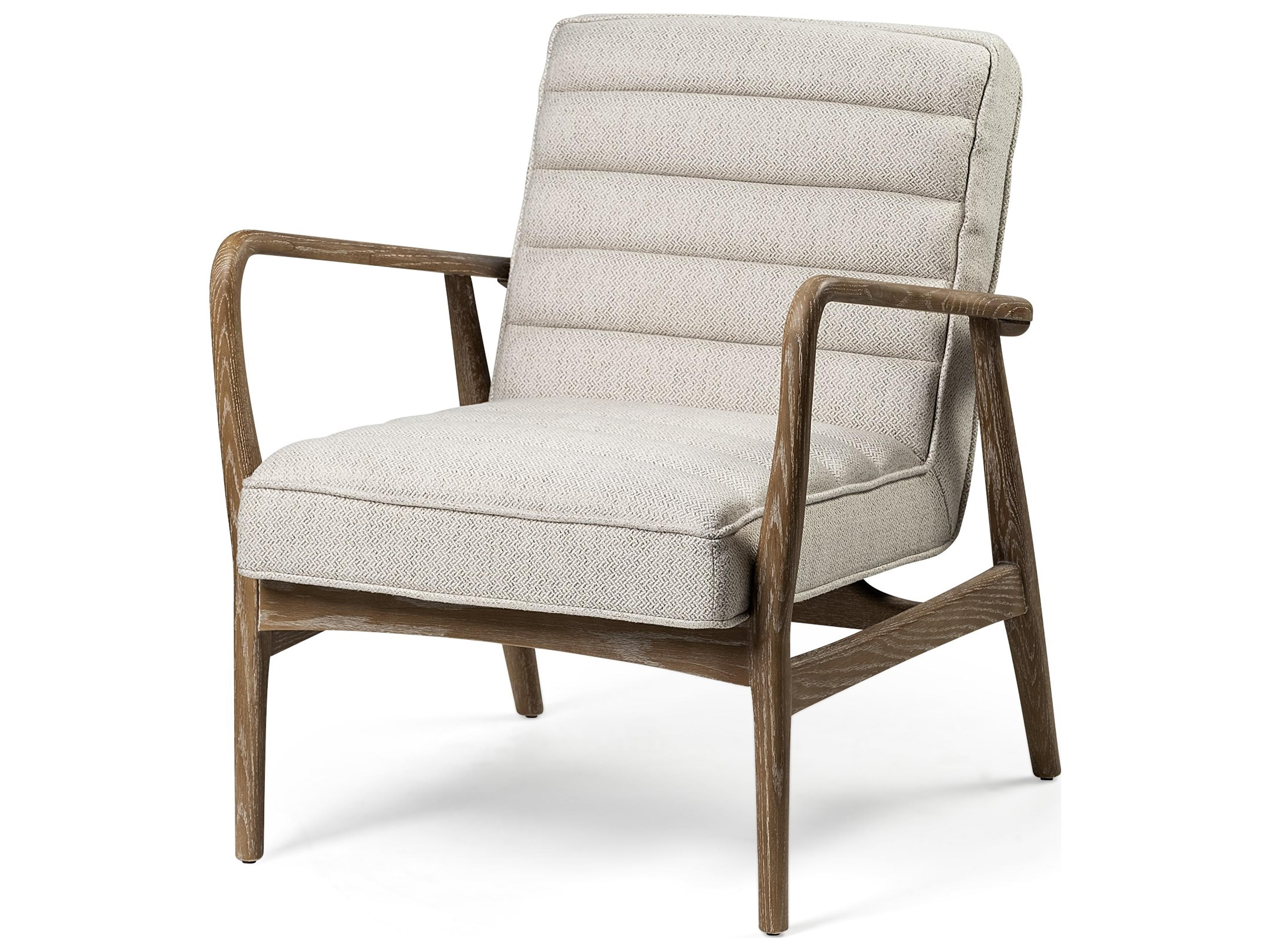 Mercana Ajax II Cream Fabric W/ Brown Wooden Frame Accent Chair