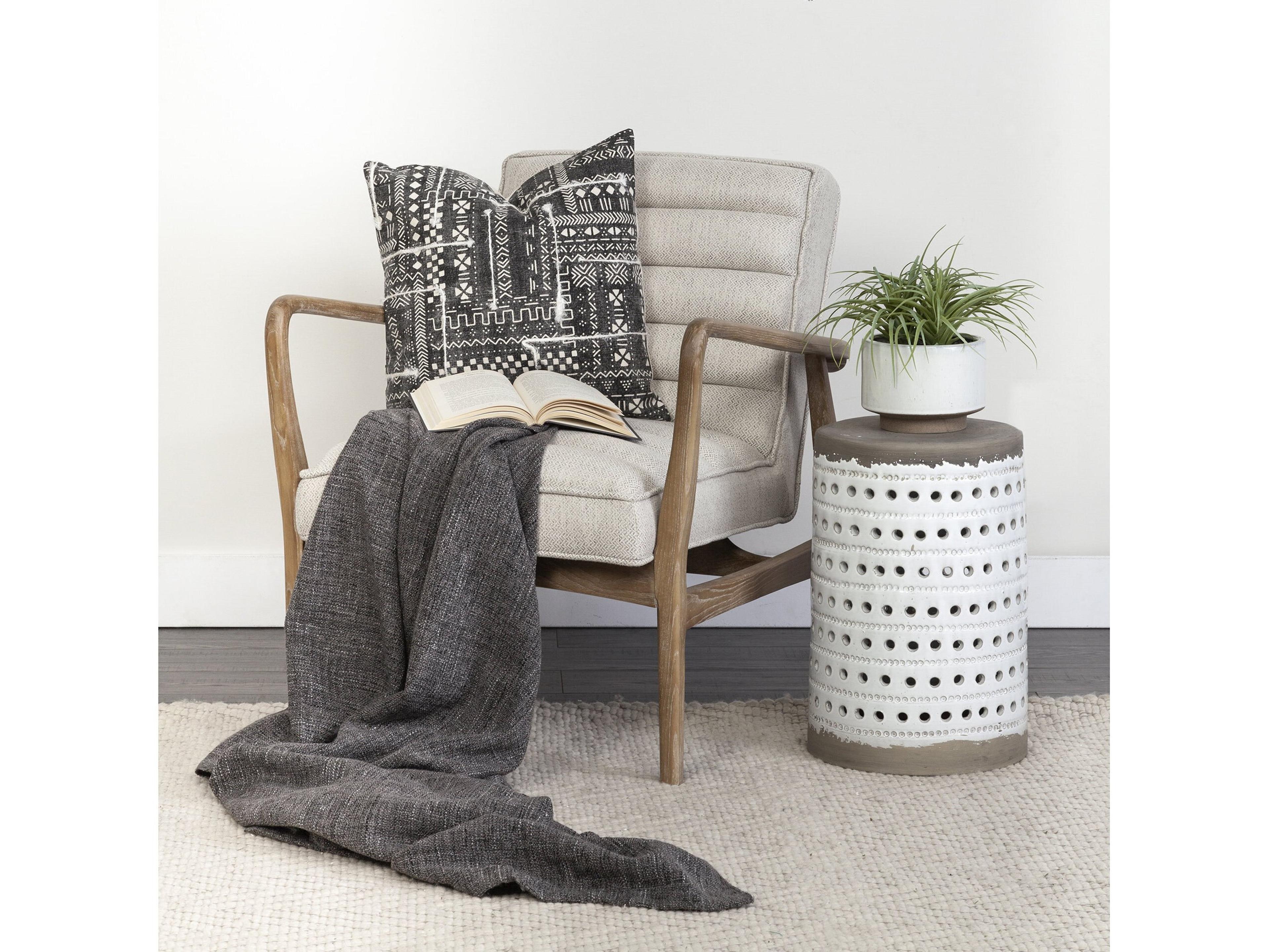 Mercana Ajax II Cream Fabric W/ Brown Wooden Frame Accent Chair