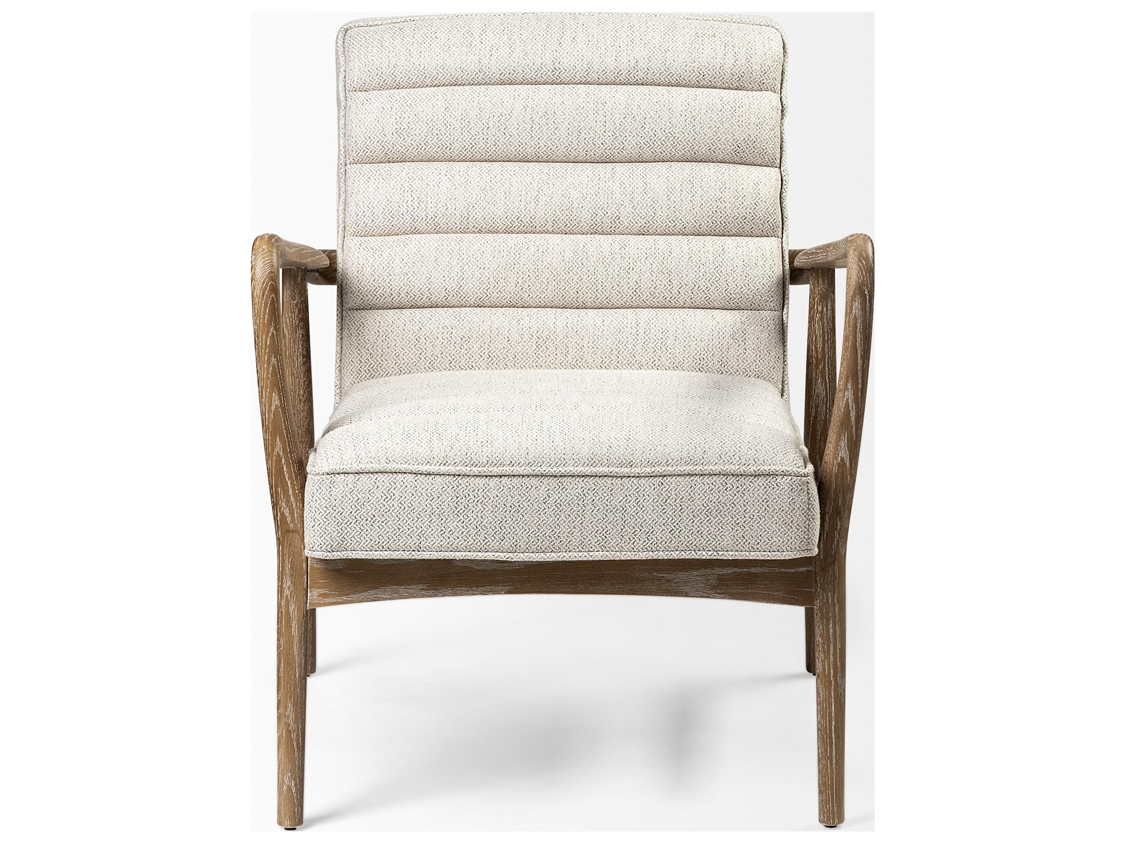 Mercana Ajax II Cream Fabric W/ Brown Wooden Frame Accent Chair