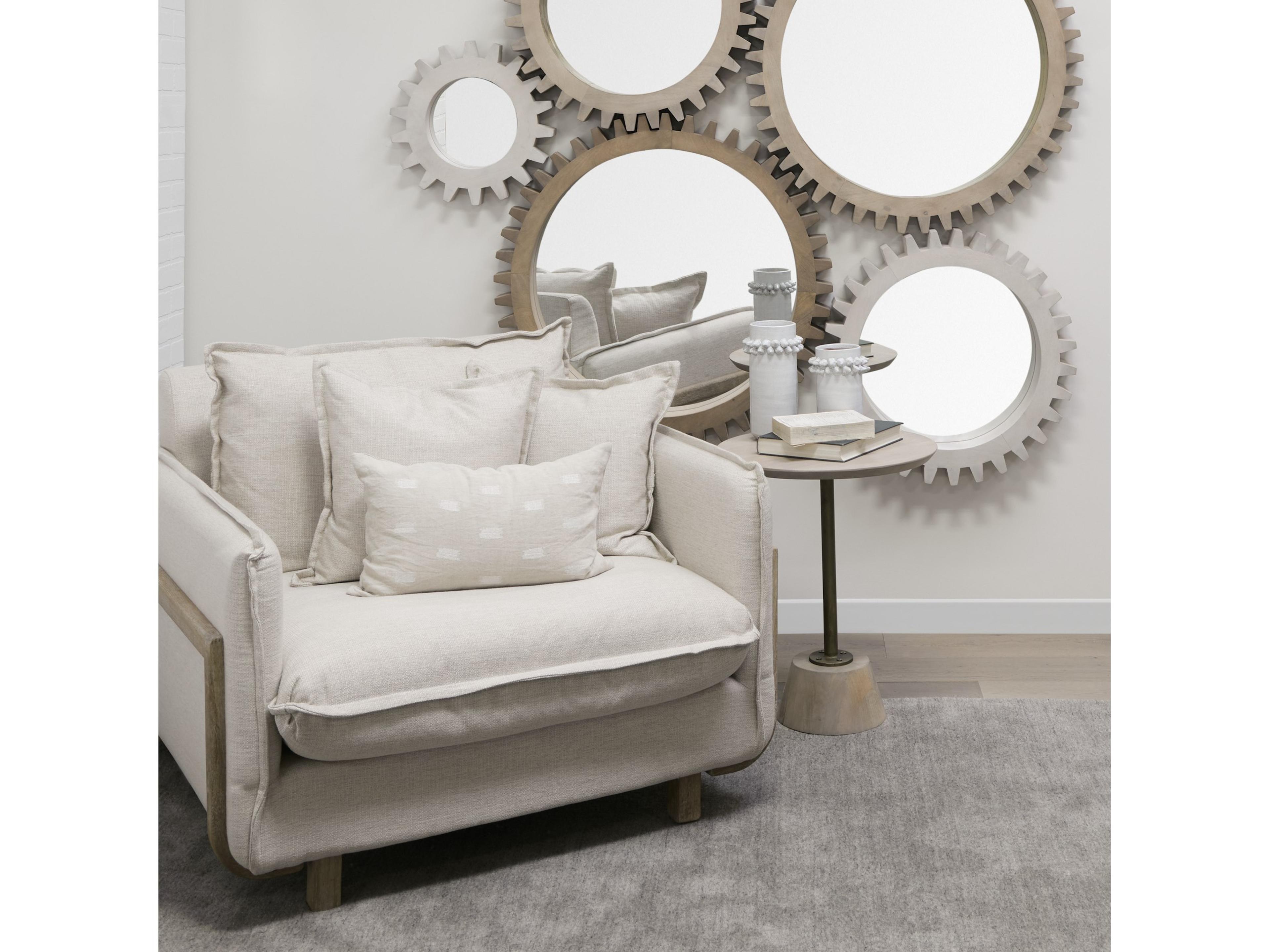 Mercana Roy II Beige Upholstered and Brown Wood Frame Arm Chair