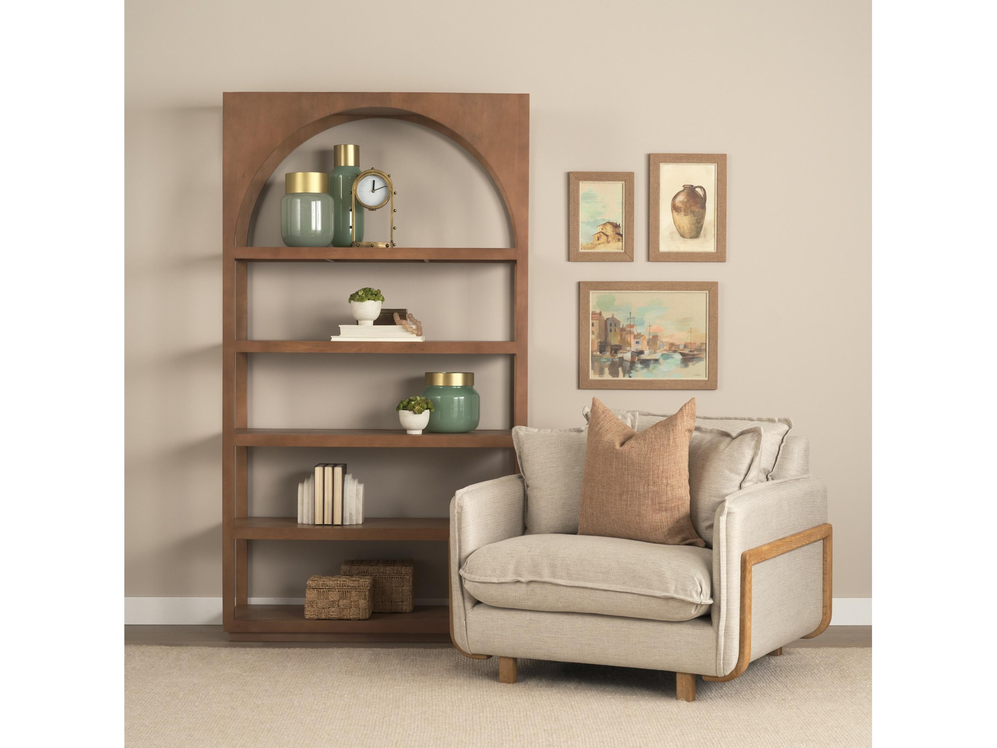 Mercana Roy II Beige Upholstered and Brown Wood Frame Arm Chair