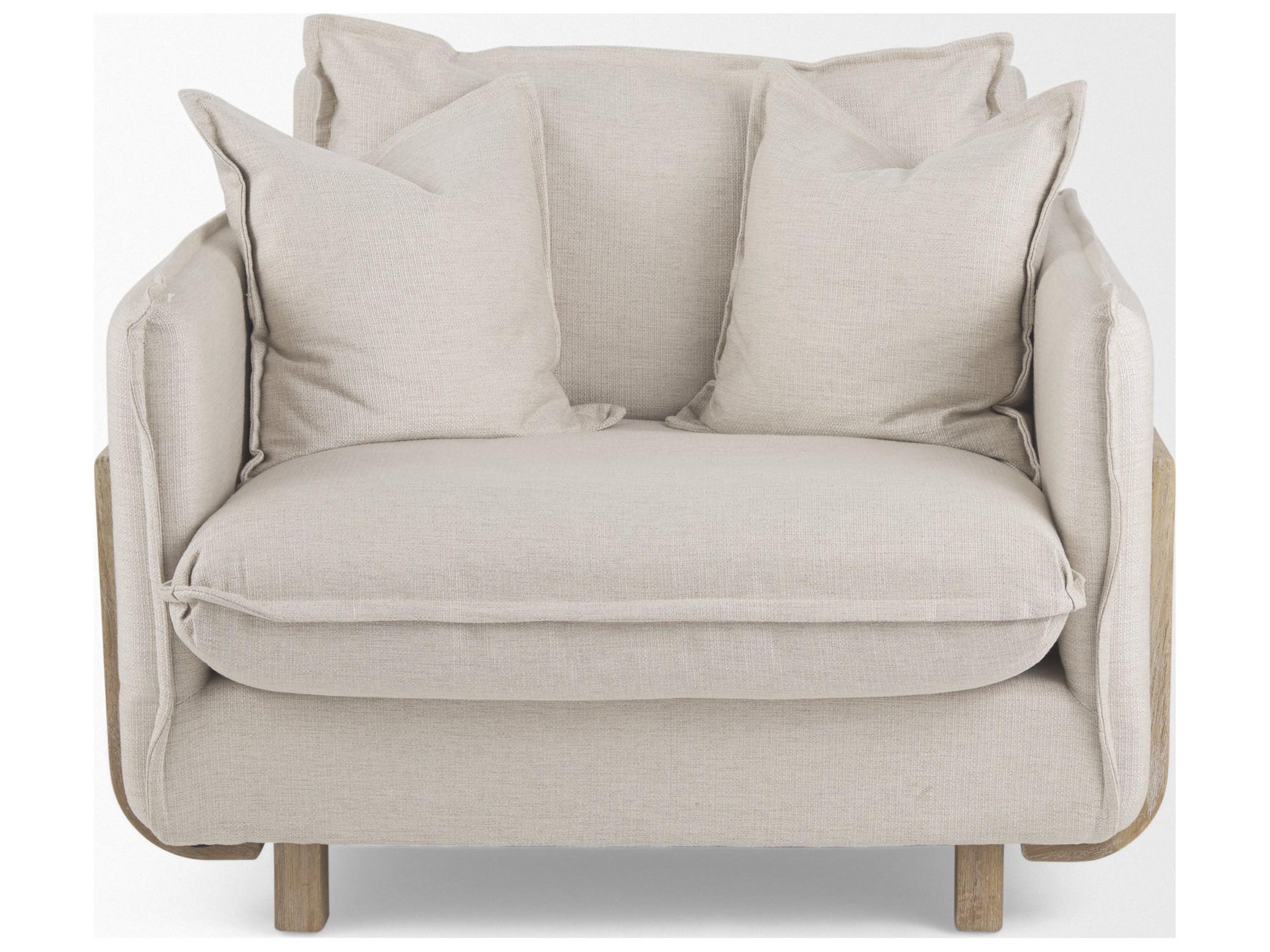 Mercana Roy II Beige Upholstered and Brown Wood Frame Arm Chair