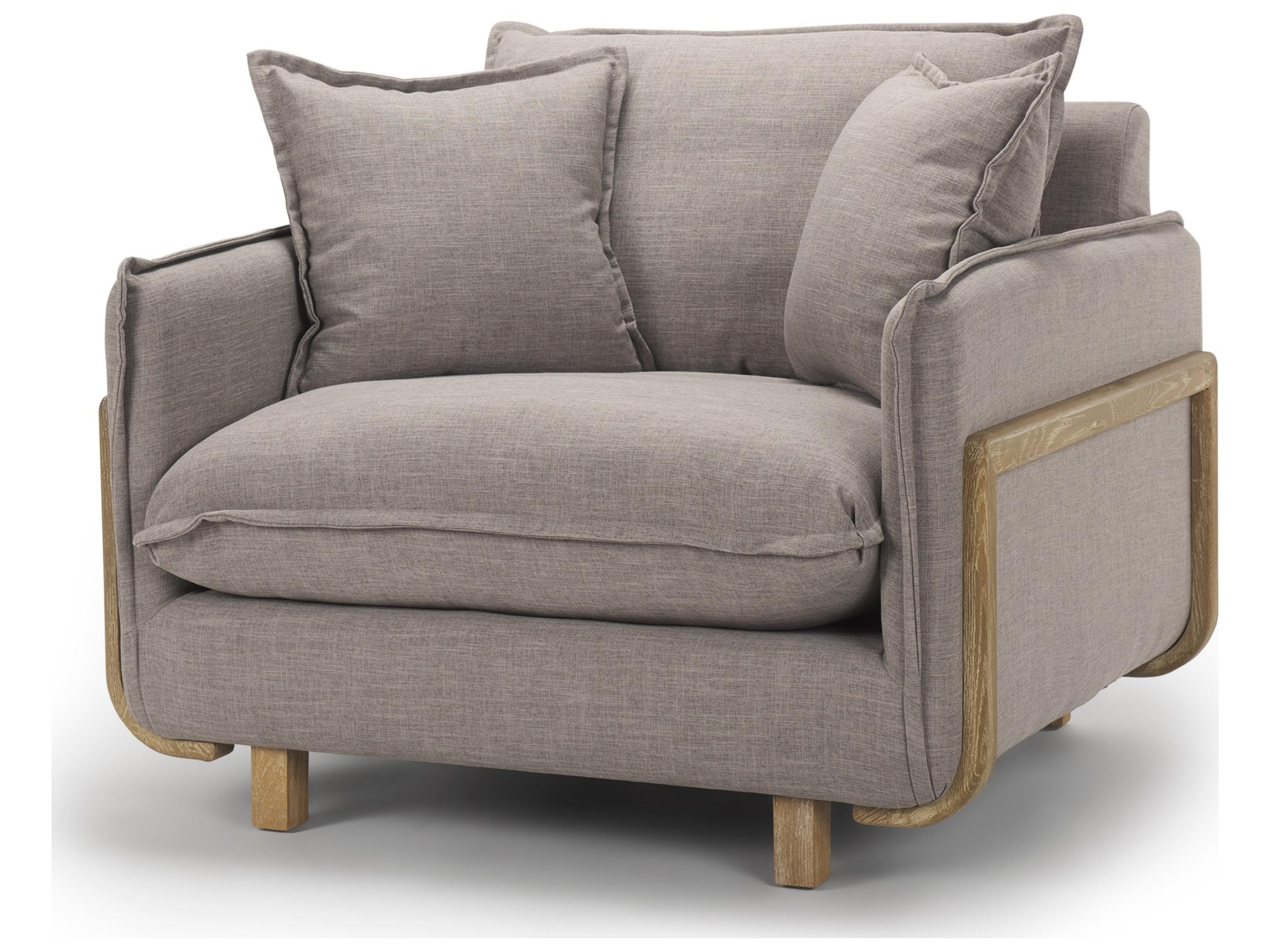 Roy II Flint Gray Upholstered and Brown Wood Frame Arm Chair