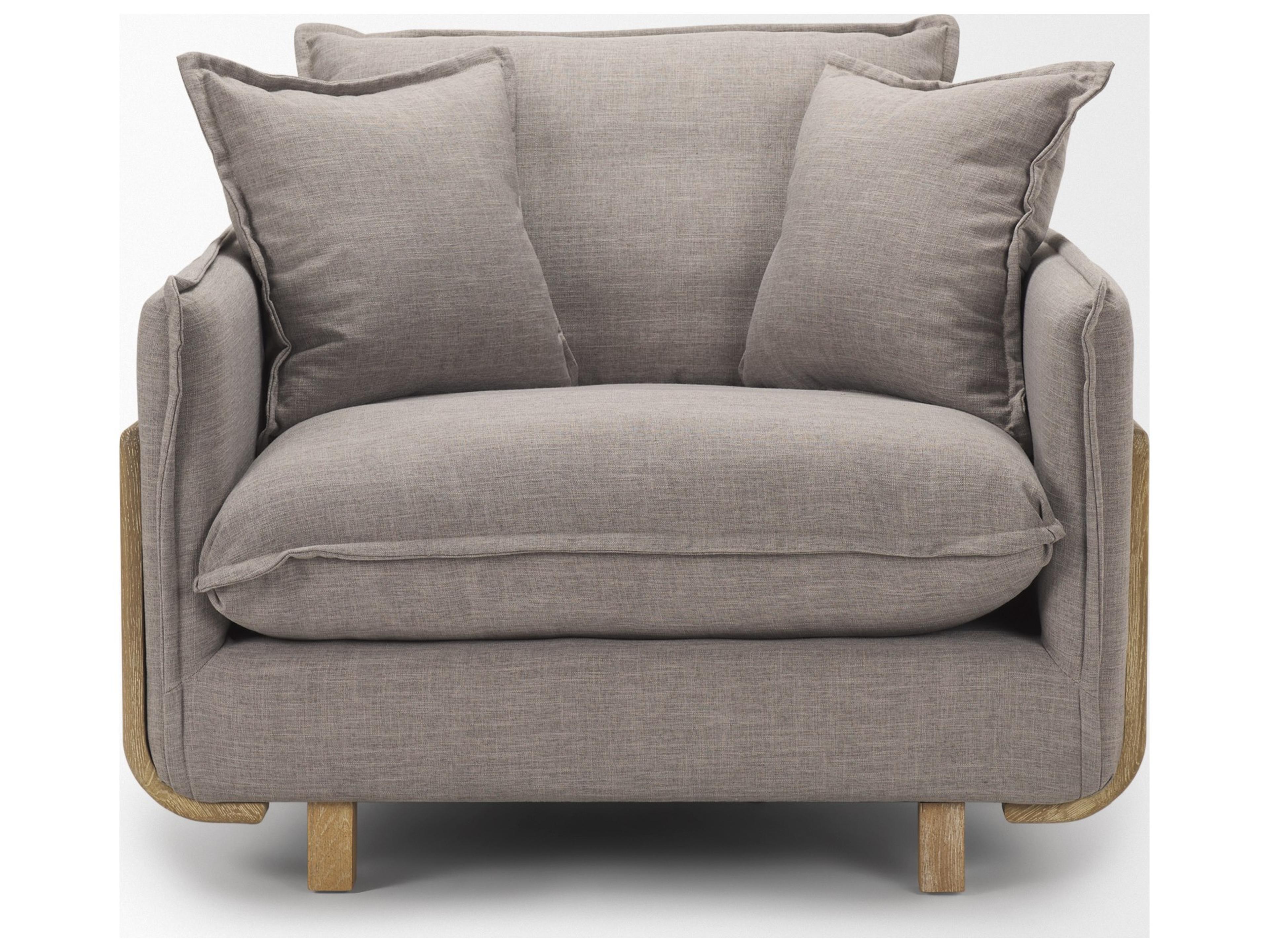 Mercana Roy II Flint Gray Upholstered and Brown Wood Frame Arm Chair