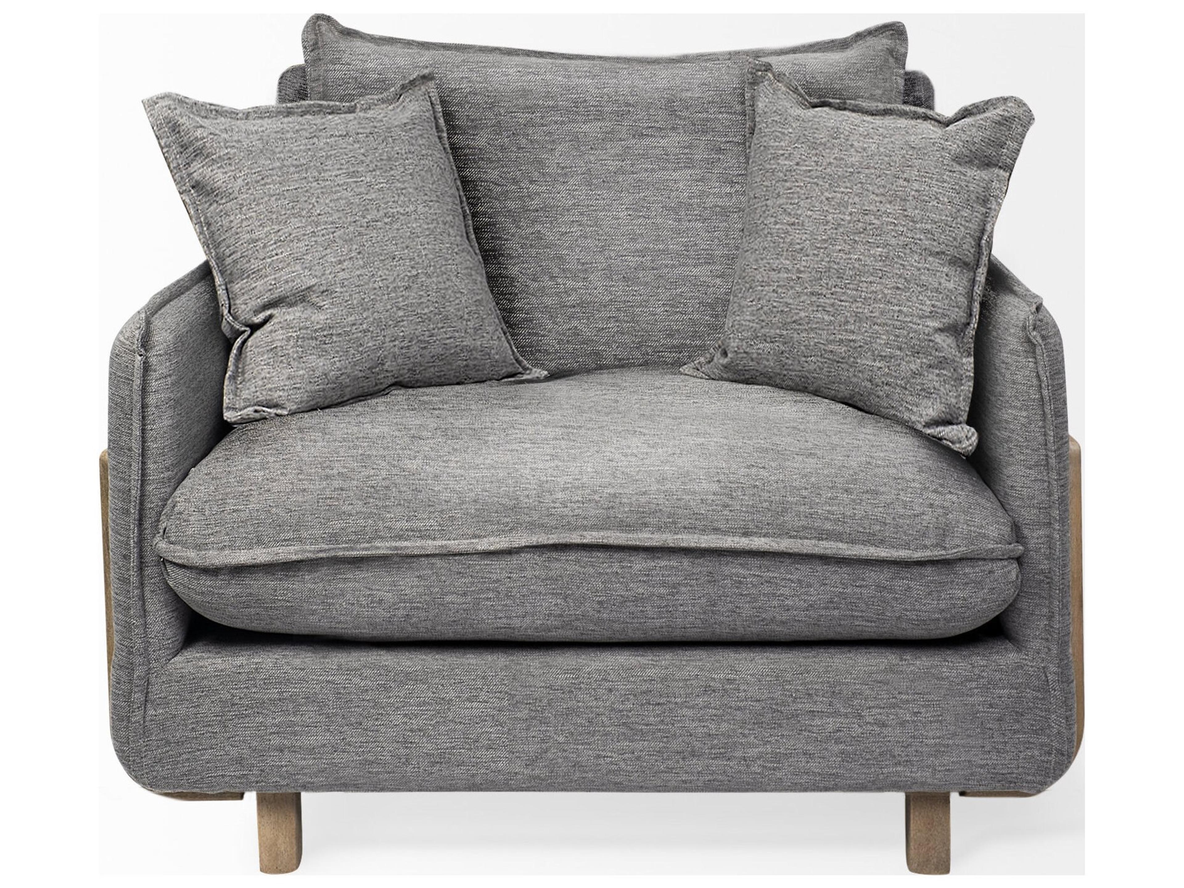 Mercana Roy II Castlerock Gray Upholstered and Brown Wood Frame Arm Chair