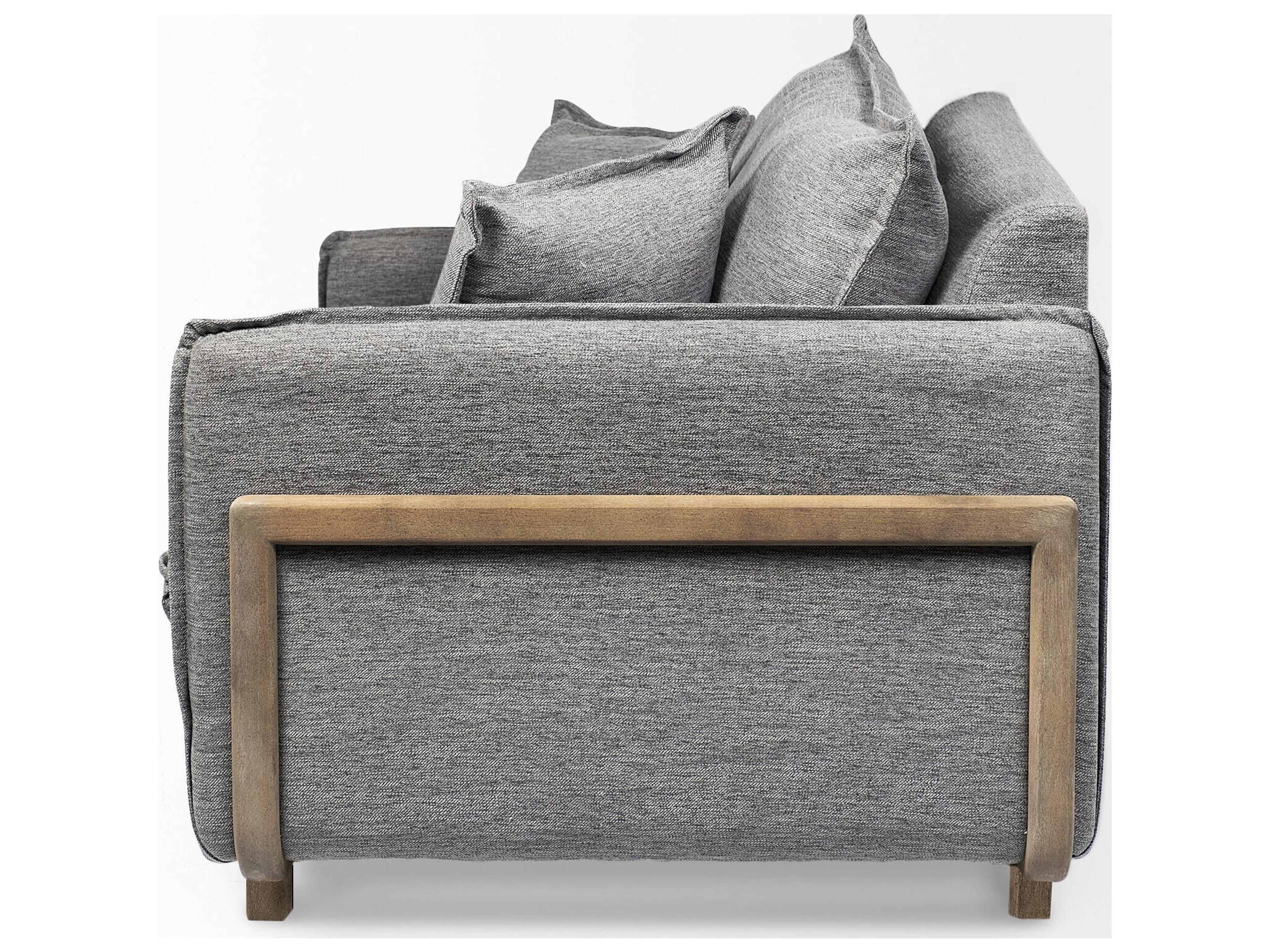 Mercana Roy II Castlerock Gray Upholstered and Brown Wood Frame Arm Chair