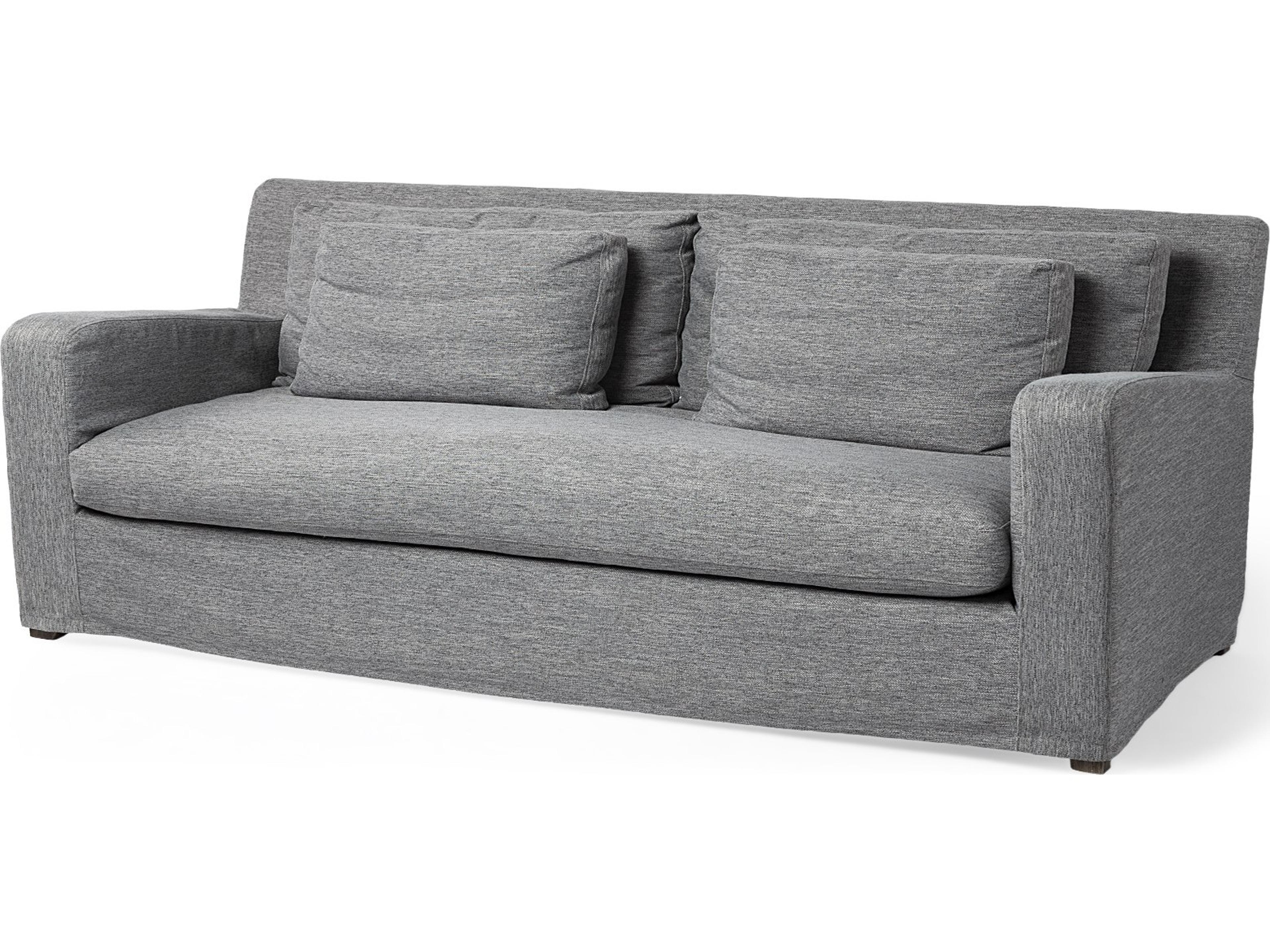 Denly II 92" Casterock Gray Slipcover Three Seater Sofa