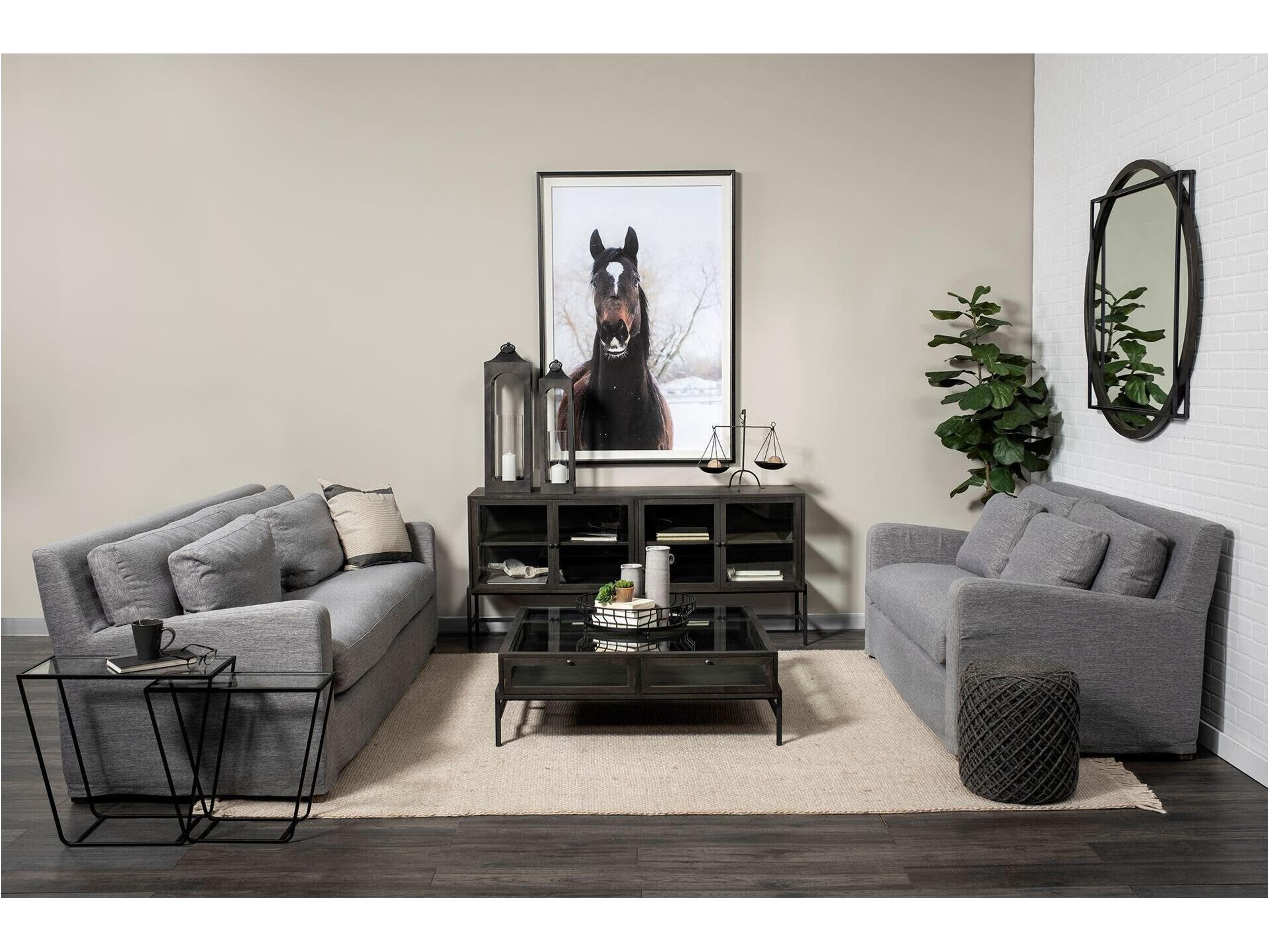 Mercana Denly II 92" Casterock Gray Slipcover Three Seater Sofa