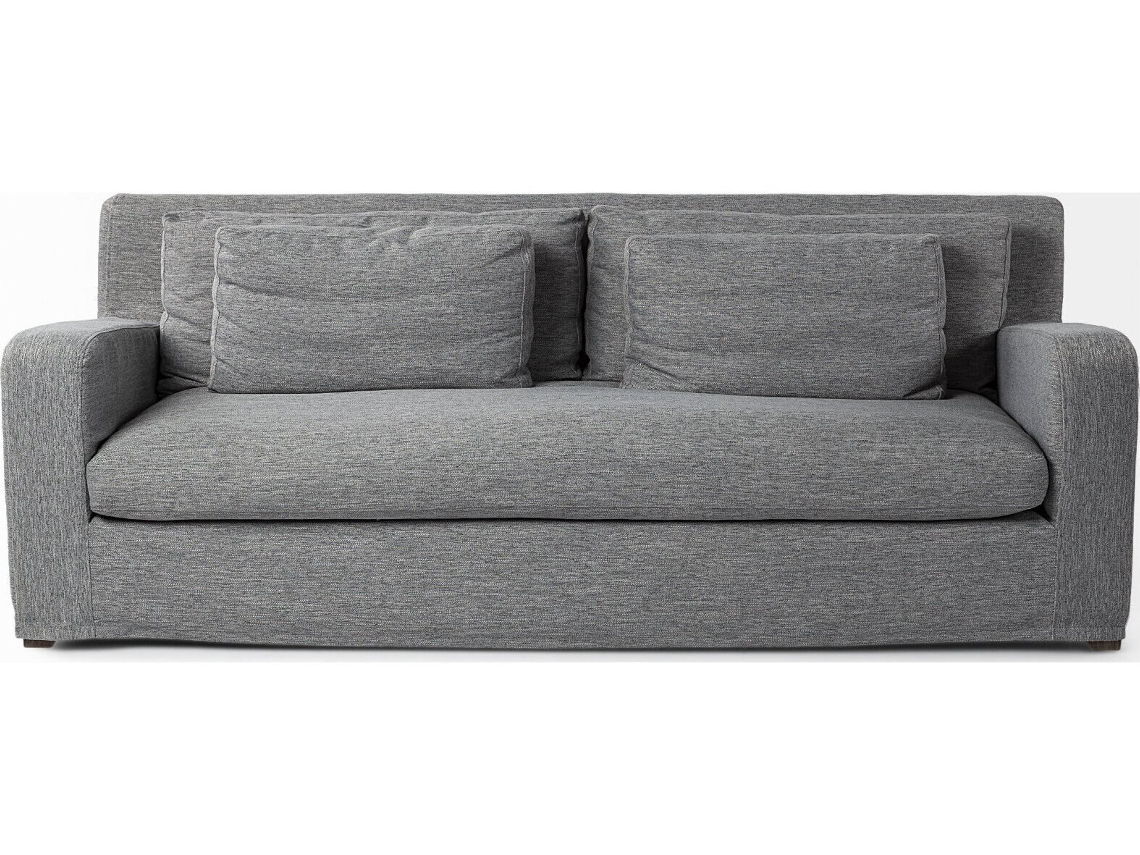 Mercana Denly II 92" Casterock Gray Slipcover Three Seater Sofa