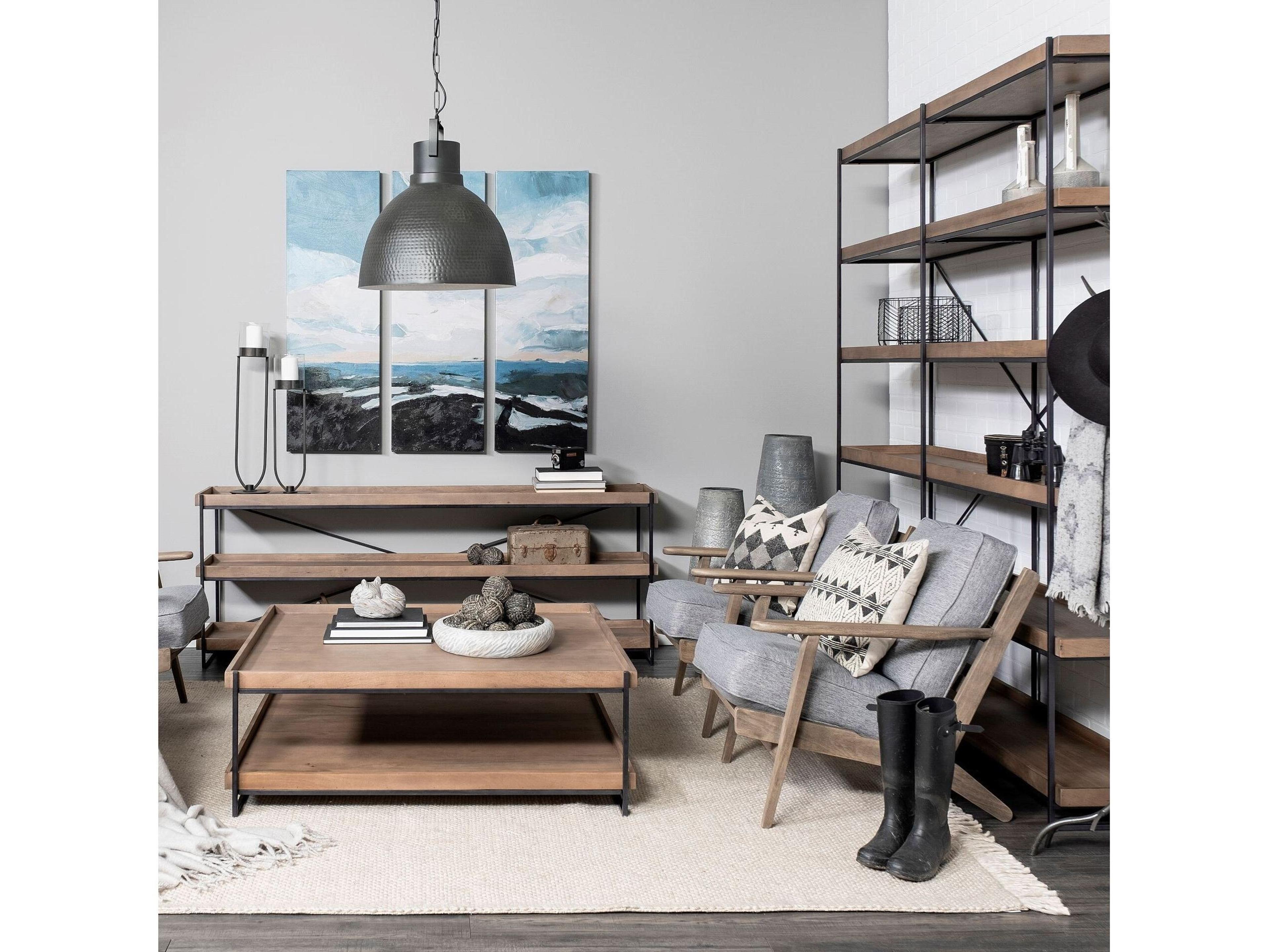 Mercana Olympus V Castlerock Grey Fabric Wrapped Brown Wooden Frame Accent Chair