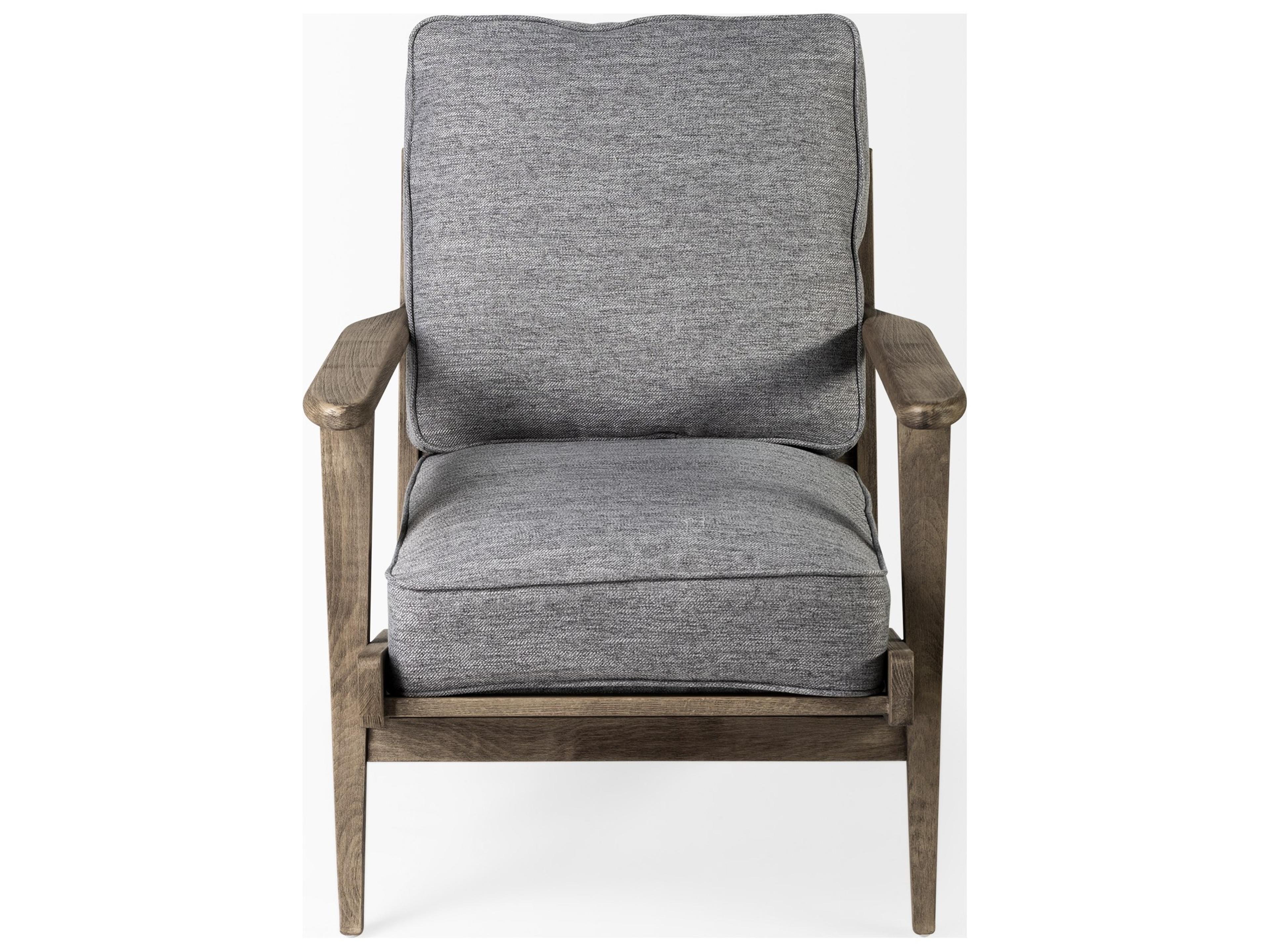 Mercana Olympus V Castlerock Grey Fabric Wrapped Brown Wooden Frame Accent Chair