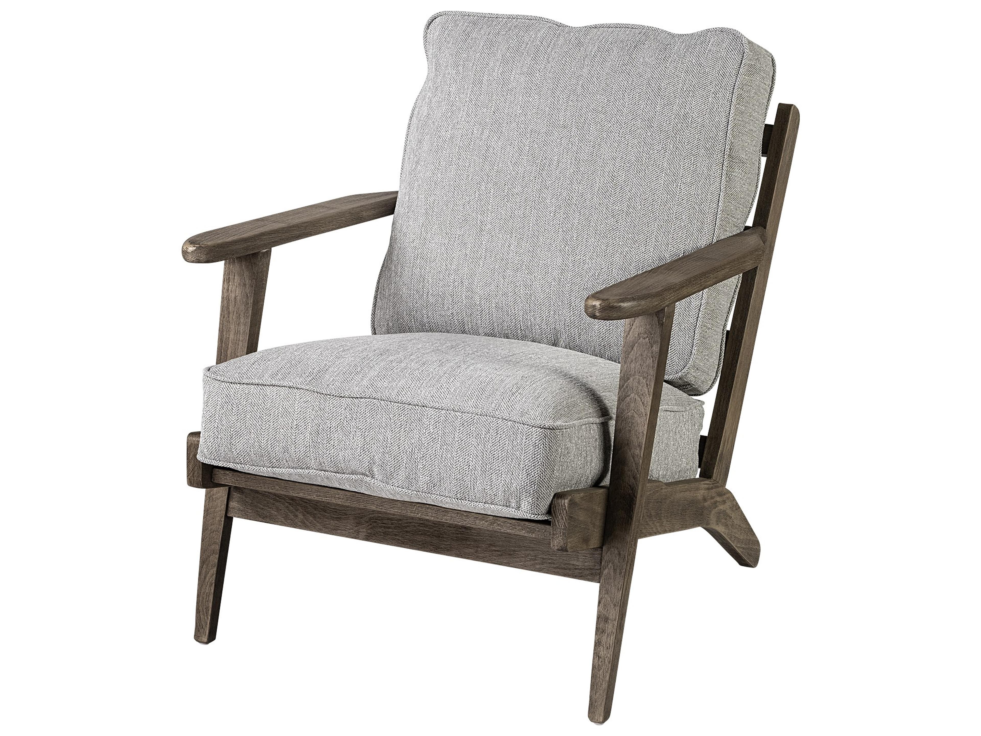 Olympus VI Frost Grey Fabric Wrapped Wooden Frame Accent Chair