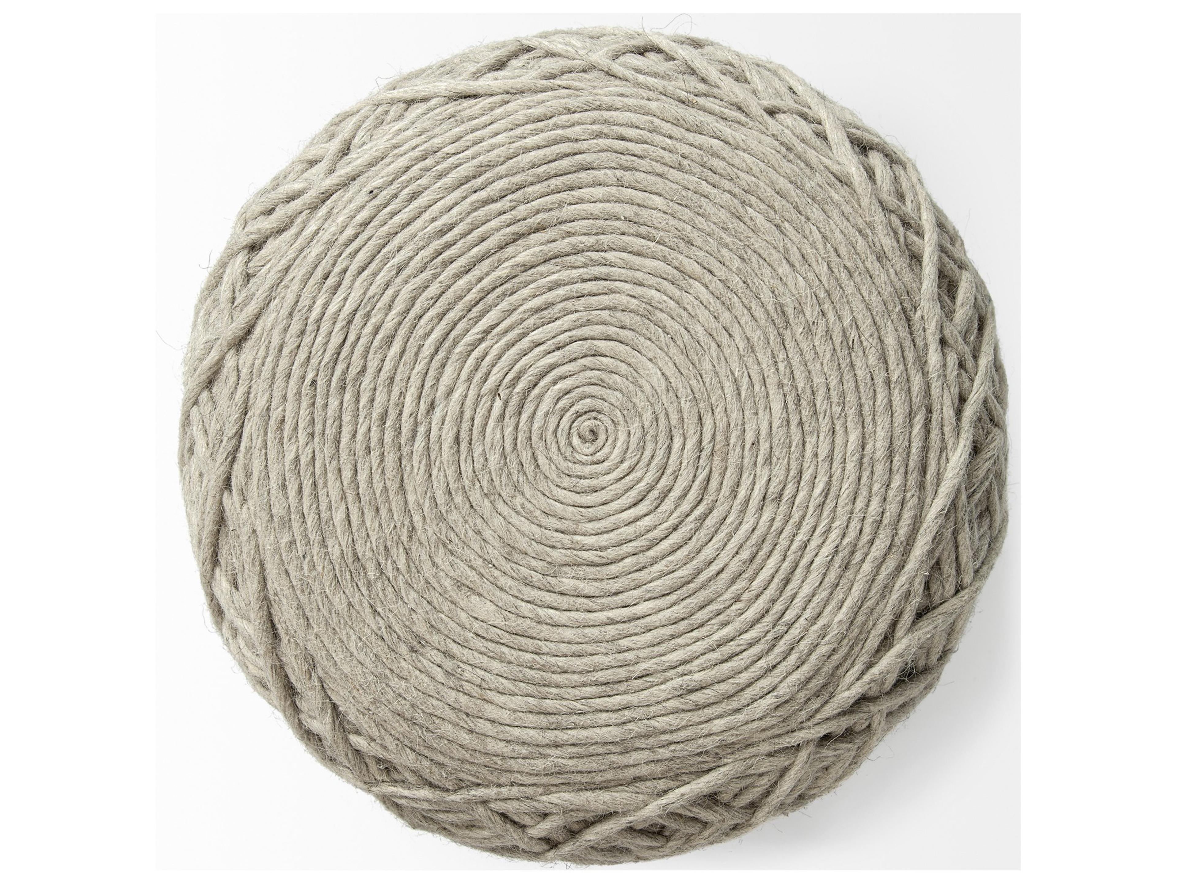 Mercana Allium Oatmeal Handwoven Wool Cylindrical Pouf