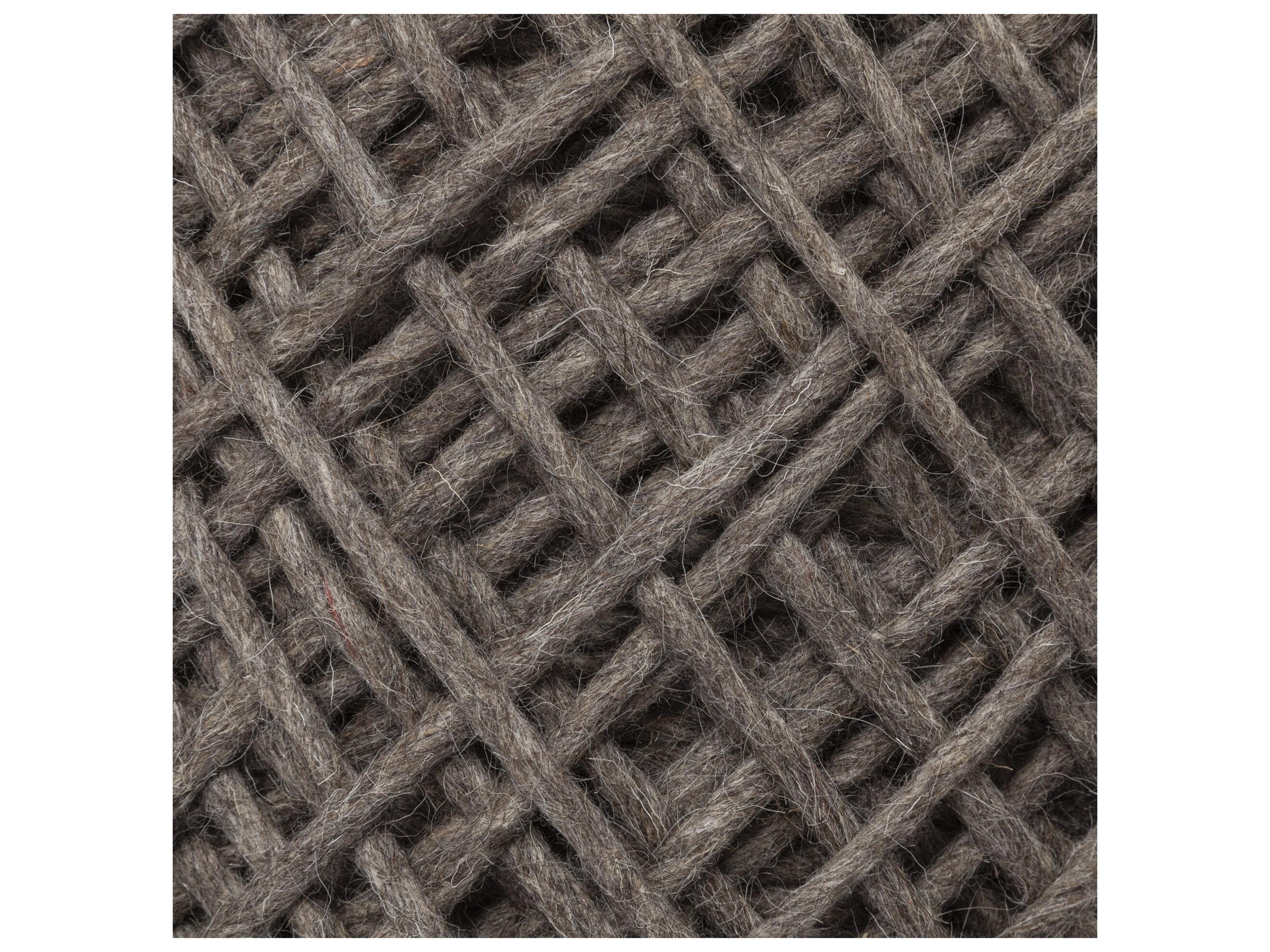 Mercana Allium Dark Brown Handwoven Wool Cylindrical Pouf