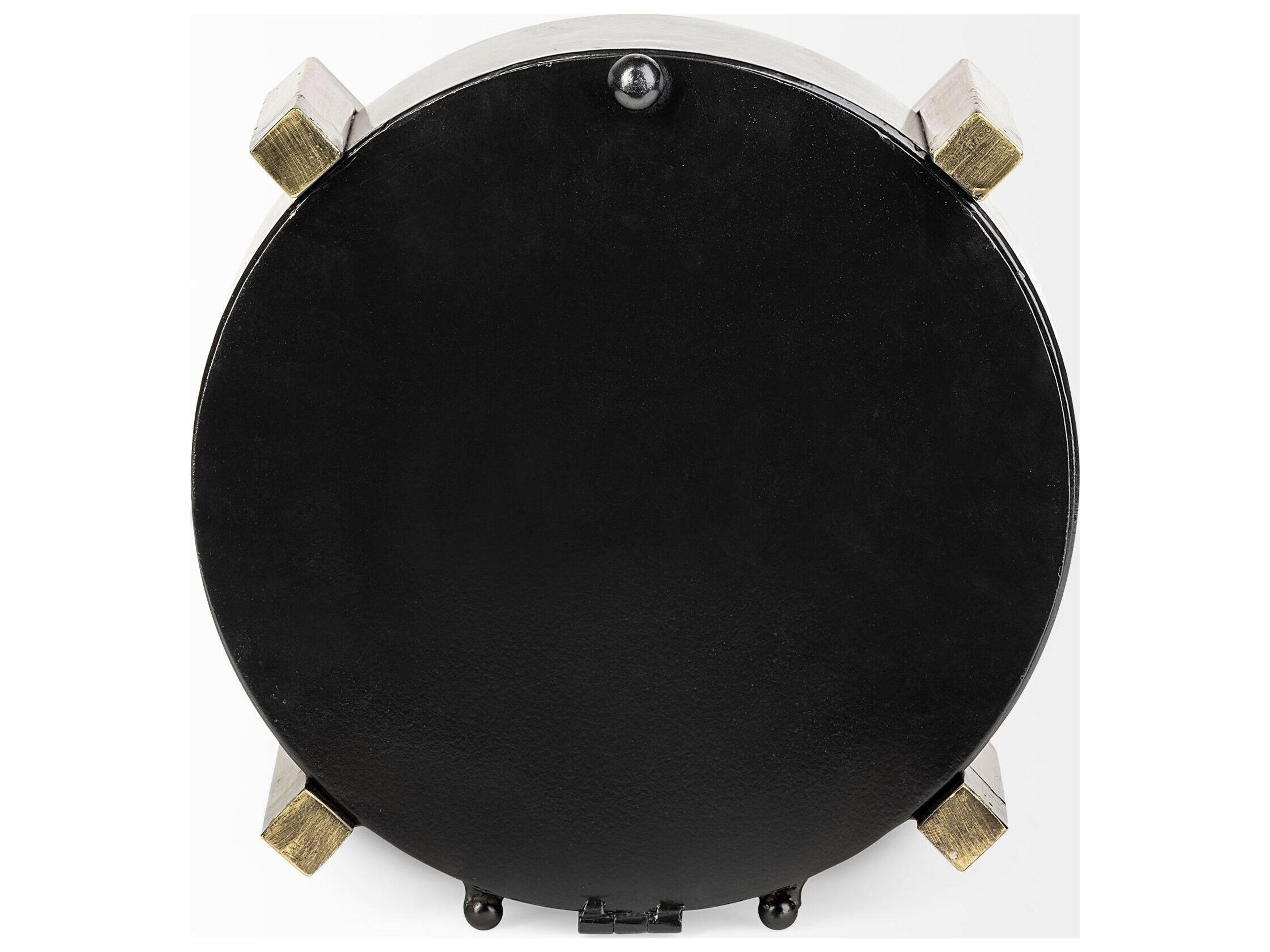 Mercana Agar Black Metal Round Table Clock