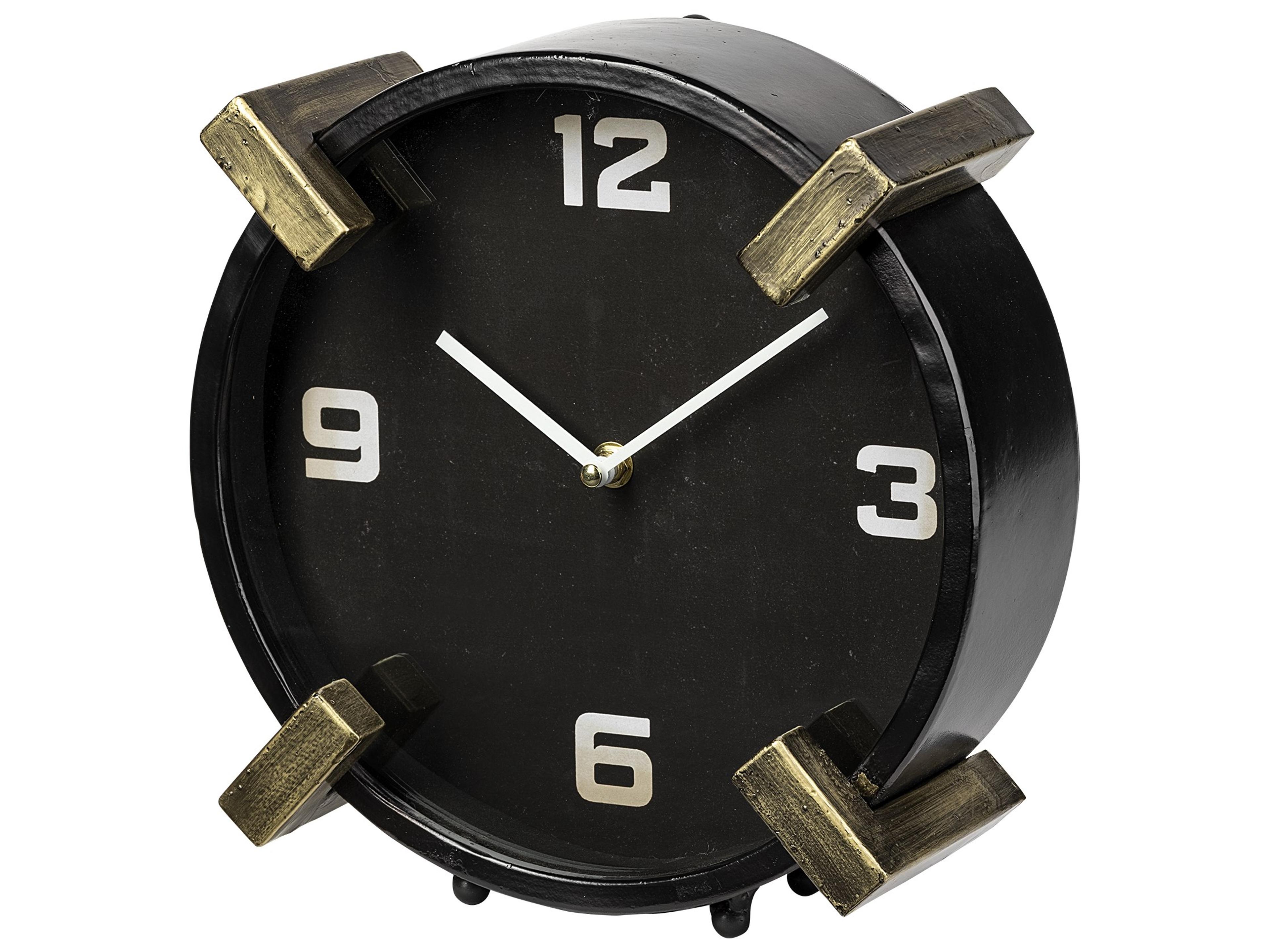 Mercana Agar Black Metal Round Table Clock