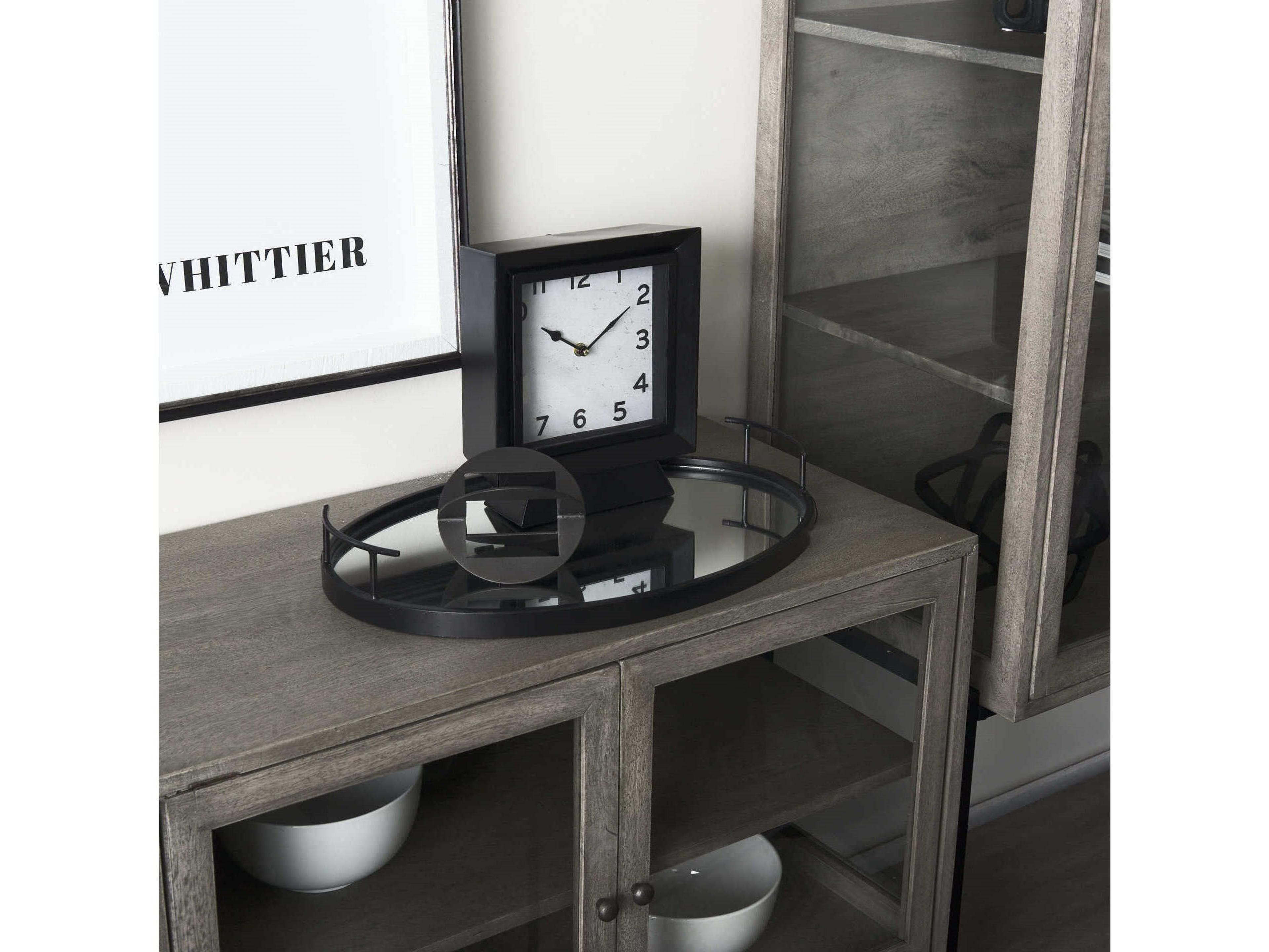 Mercana Ralph I Black Metal Square Table Clock