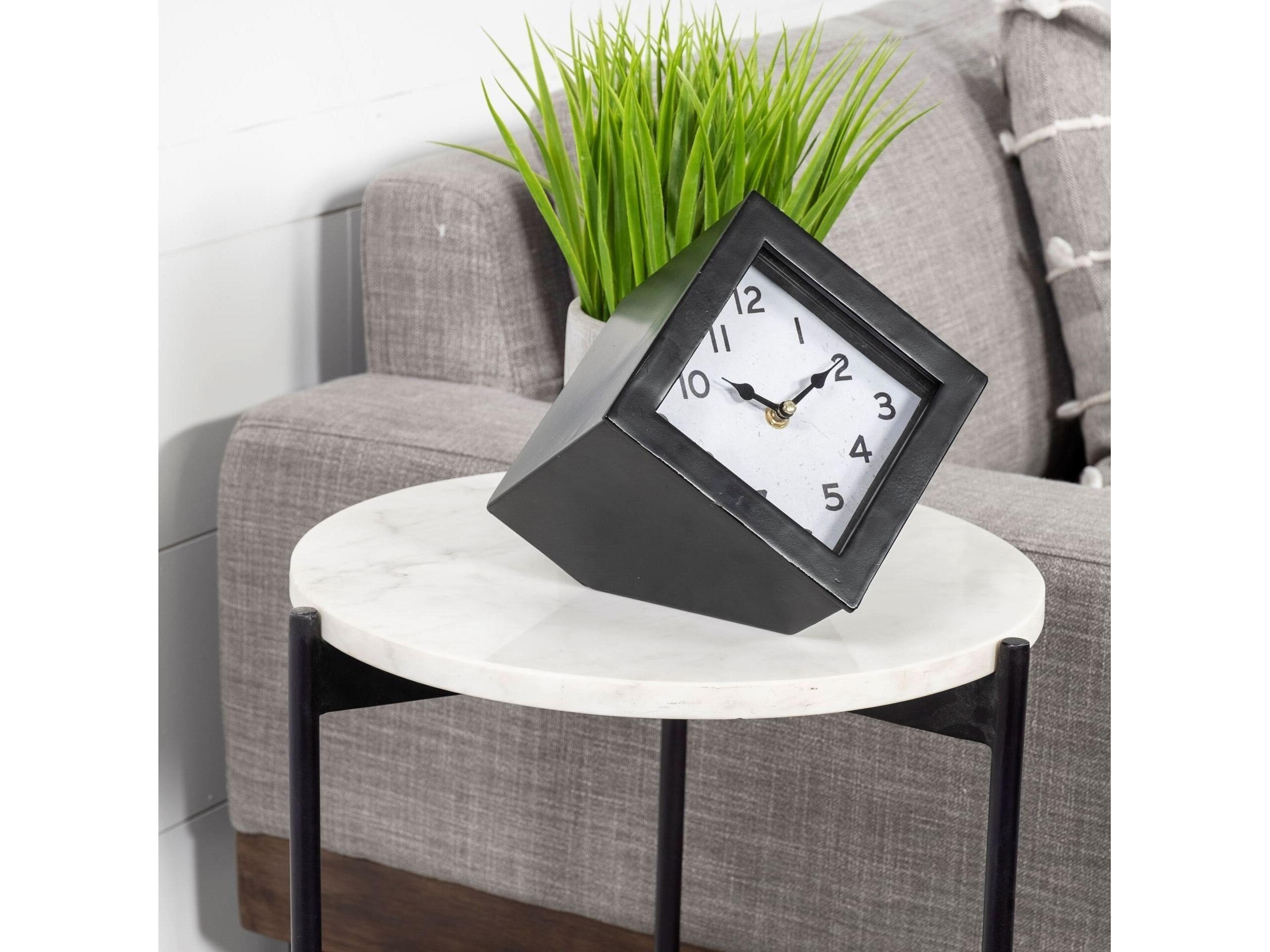 Mercana Ralph II Black Metal Cube Table Clock