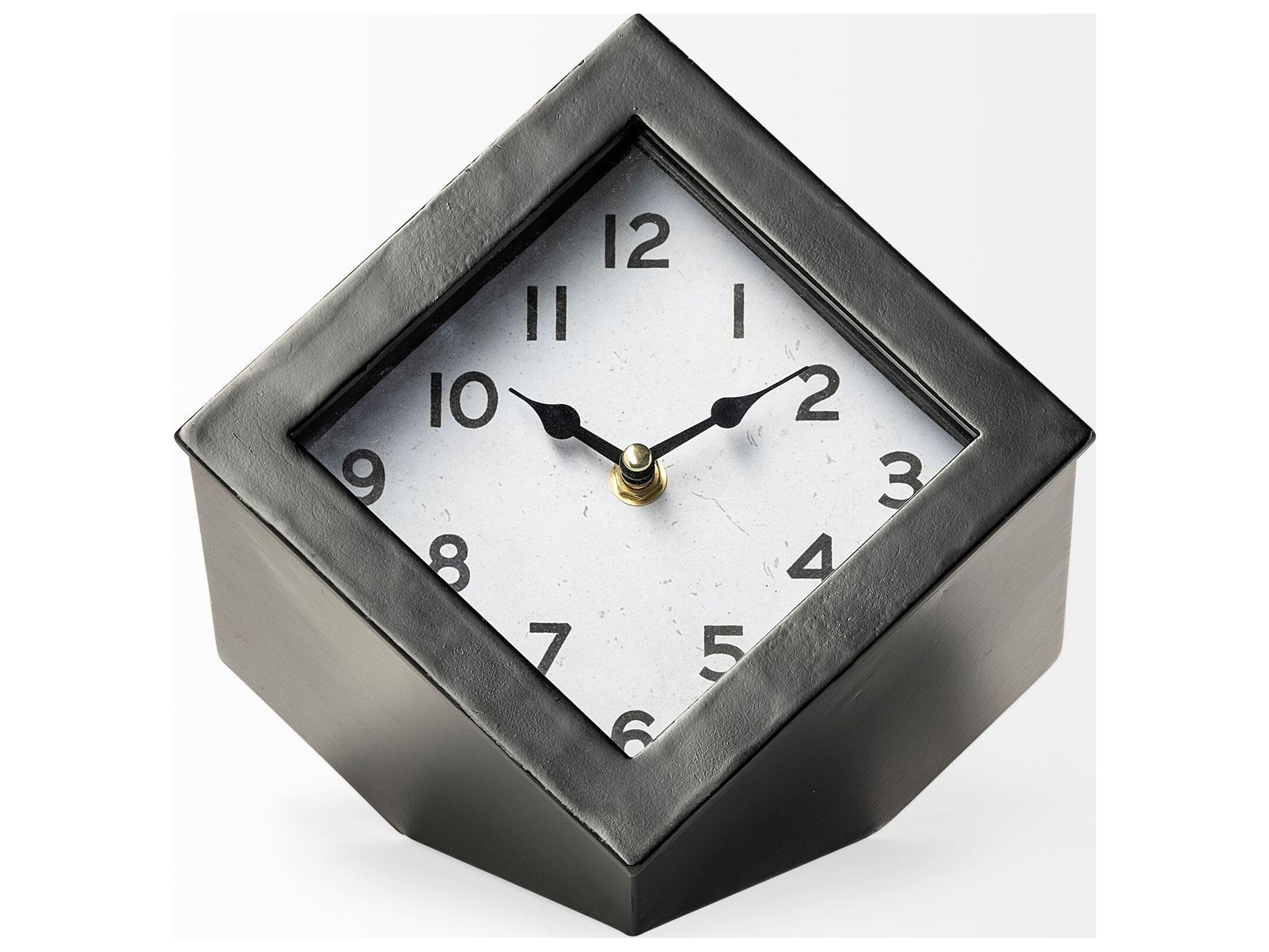 Mercana Ralph II Black Metal Cube Table Clock