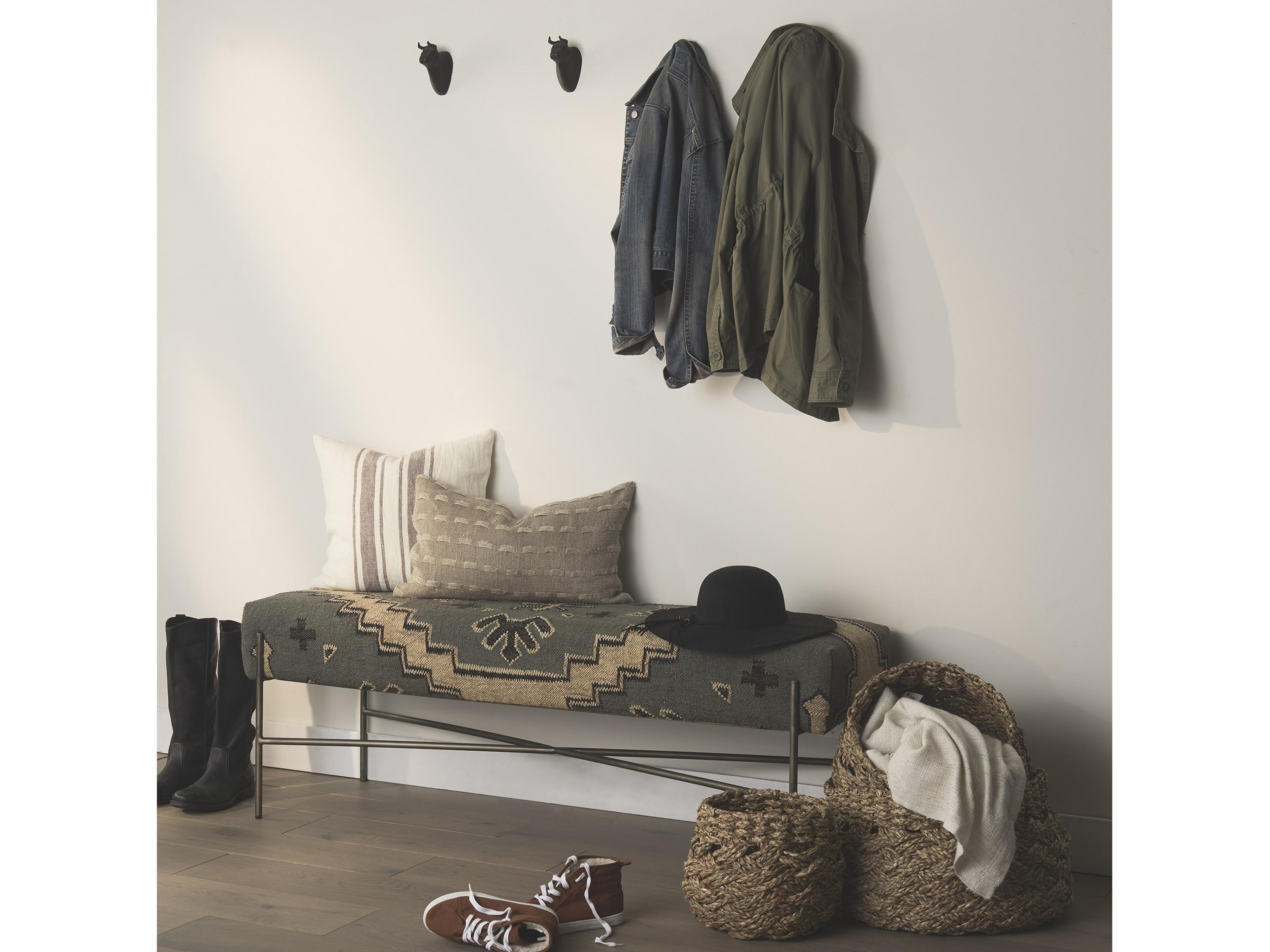 Mercana Avery I 55L x 17W Multi Colored Upholstered Patterned Seat Accent Bench