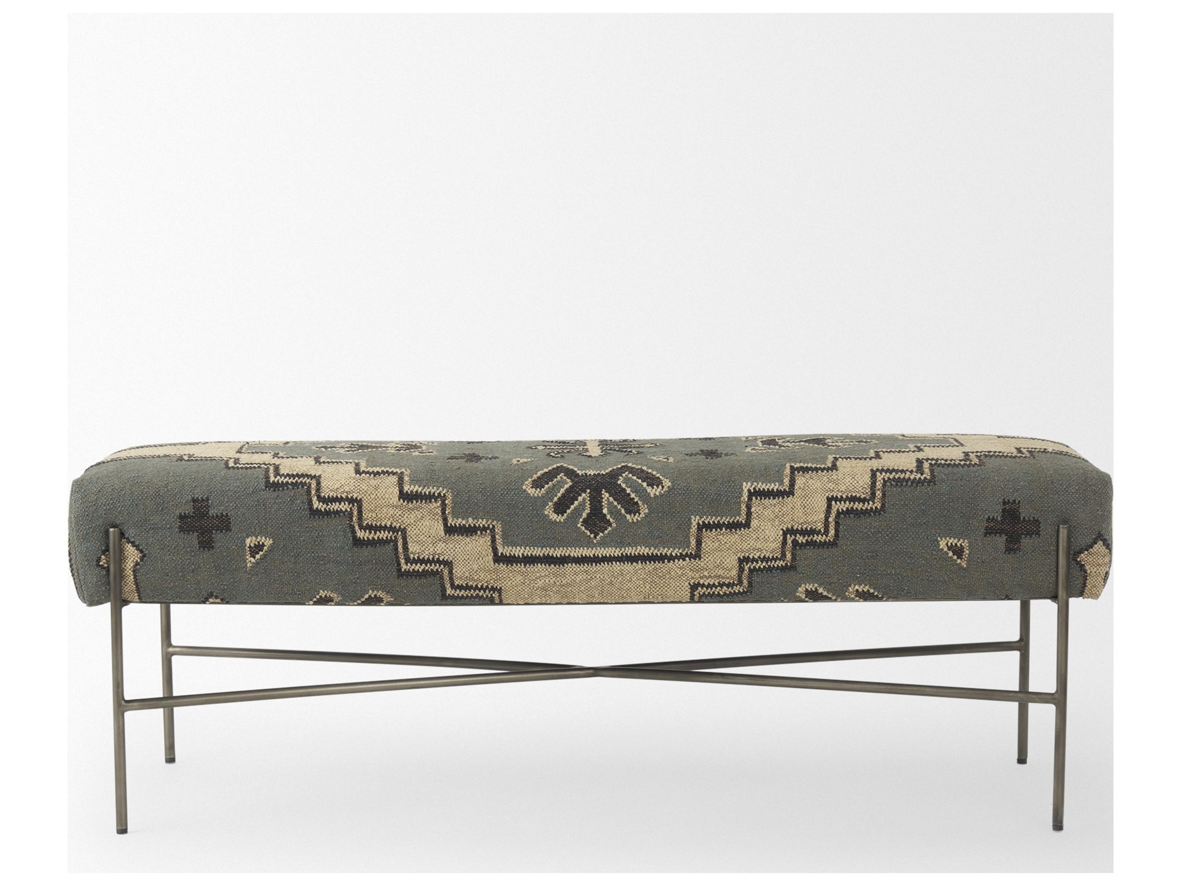 Mercana Avery I 55L x 17W Multi Colored Upholstered Patterned Seat Accent Bench