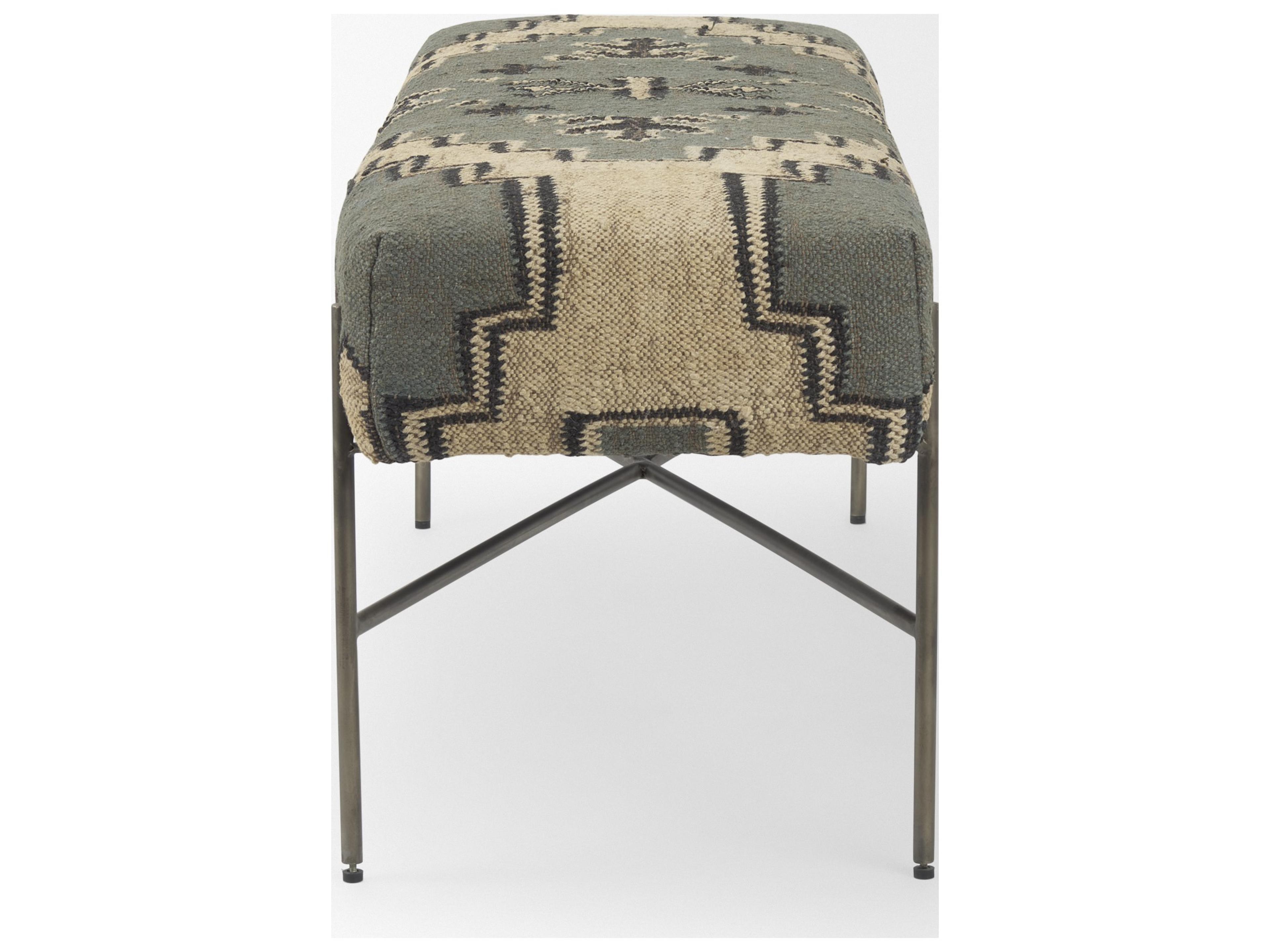 Mercana Avery I 55L x 17W Multi Colored Upholstered Patterned Seat Accent Bench