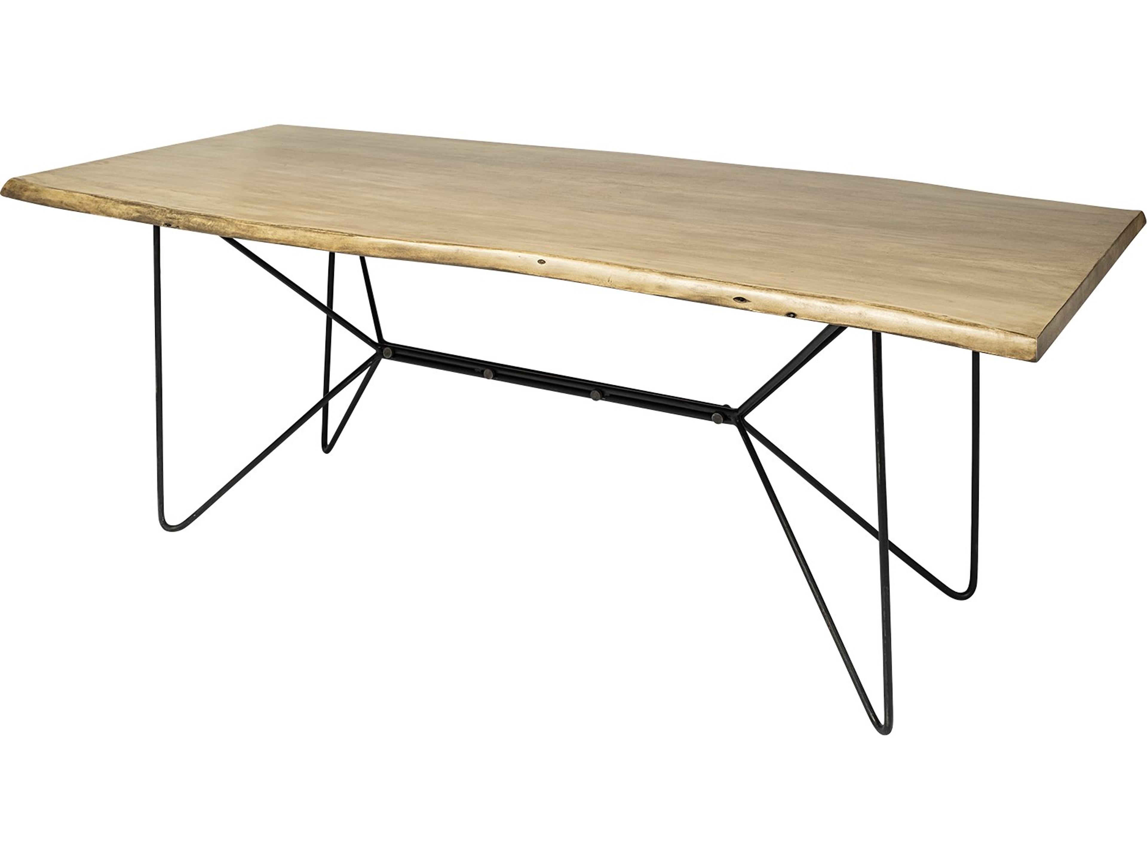 Papillion II 80x40 Rectangular Blonde Live Edge Sold Wood Top Black Metal Base Dining Table