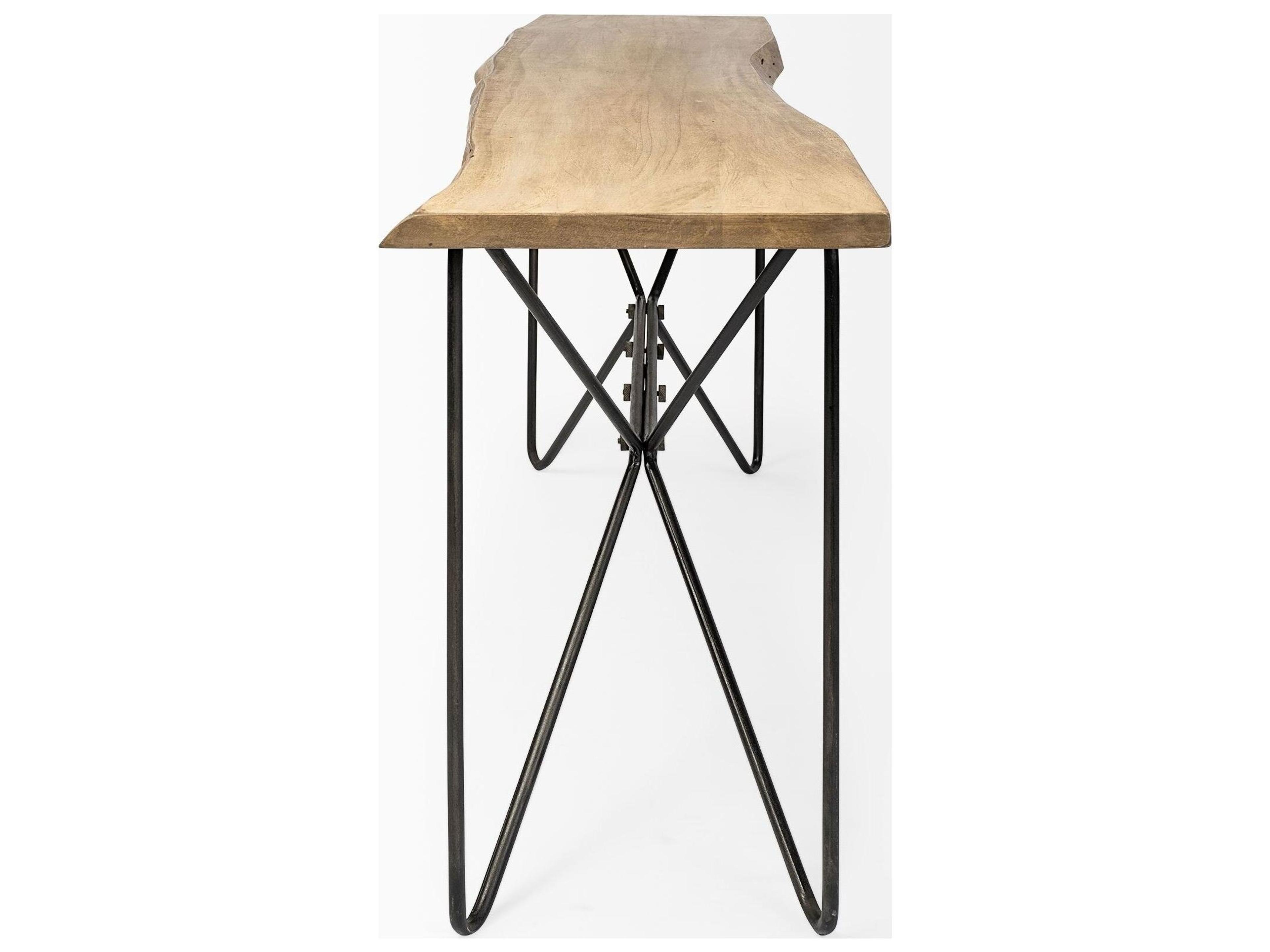 Mercana Papillion I 66L x 16W Blonde Wood and Iron Console Table