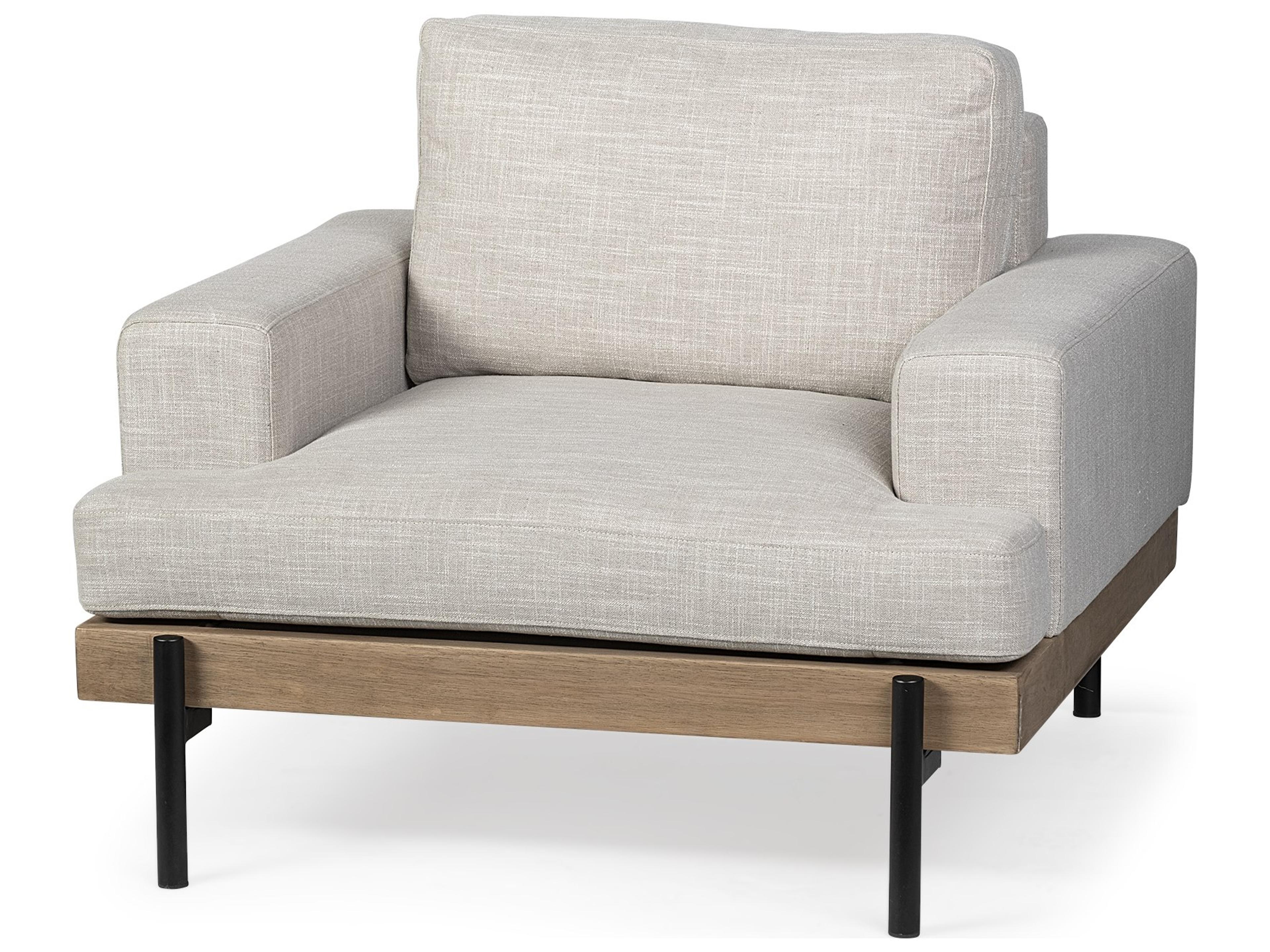 Colburne I Beige Fabric W/ Wood and Iron Frame Accent Chair