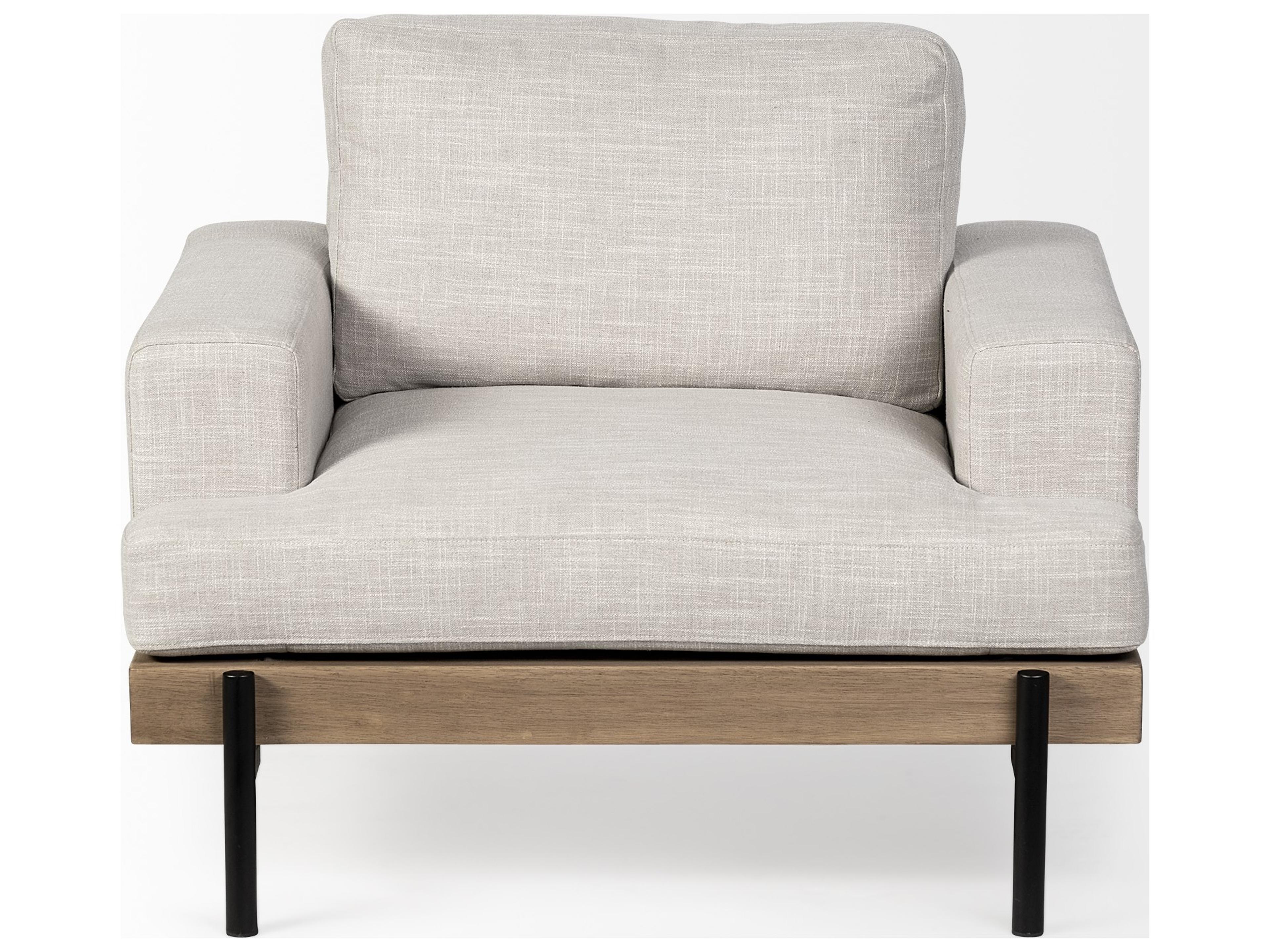 Mercana Colburne I Beige Fabric W/ Wood and Iron Frame Accent Chair