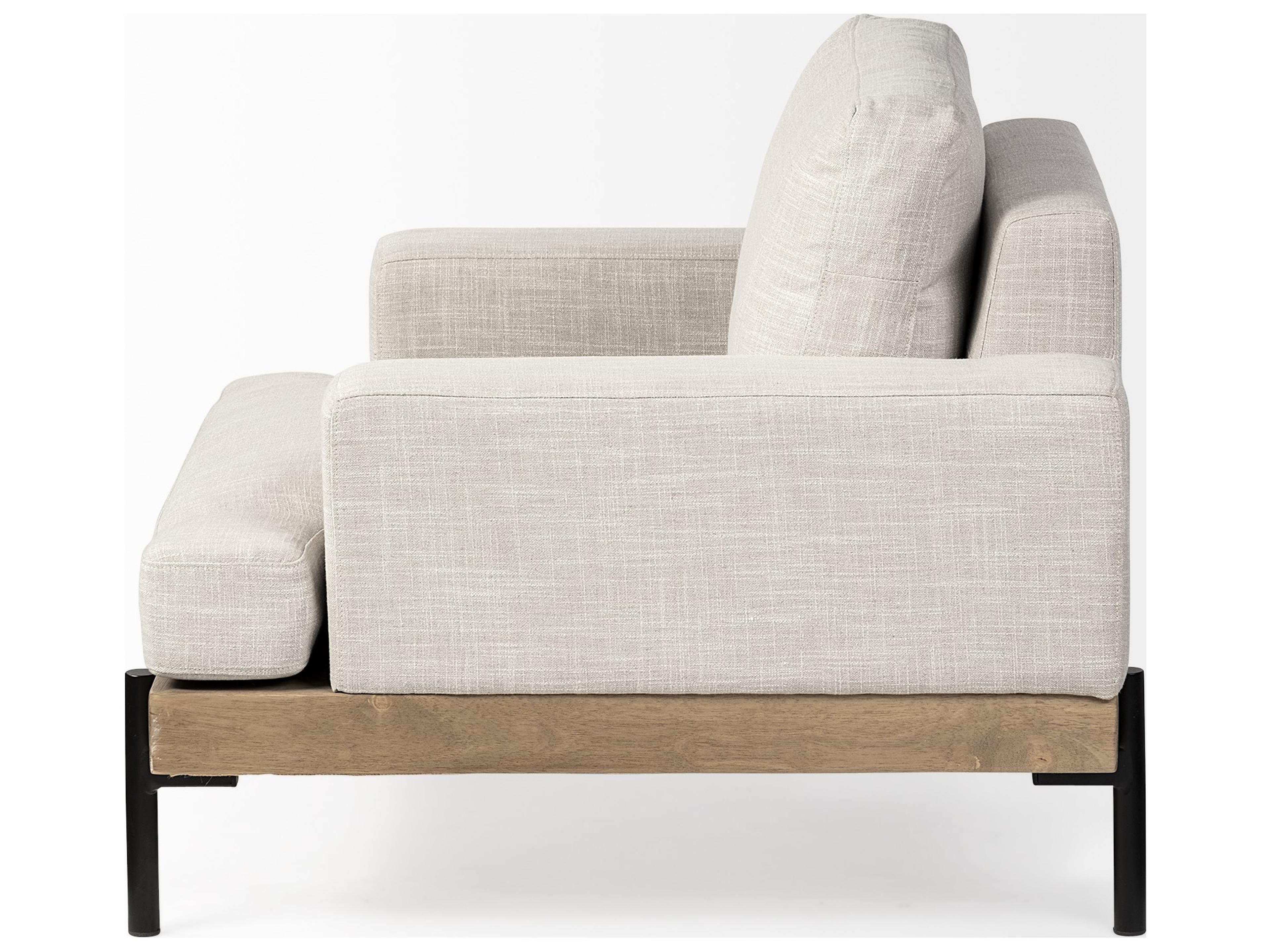 Mercana Colburne I Beige Fabric W/ Wood and Iron Frame Accent Chair