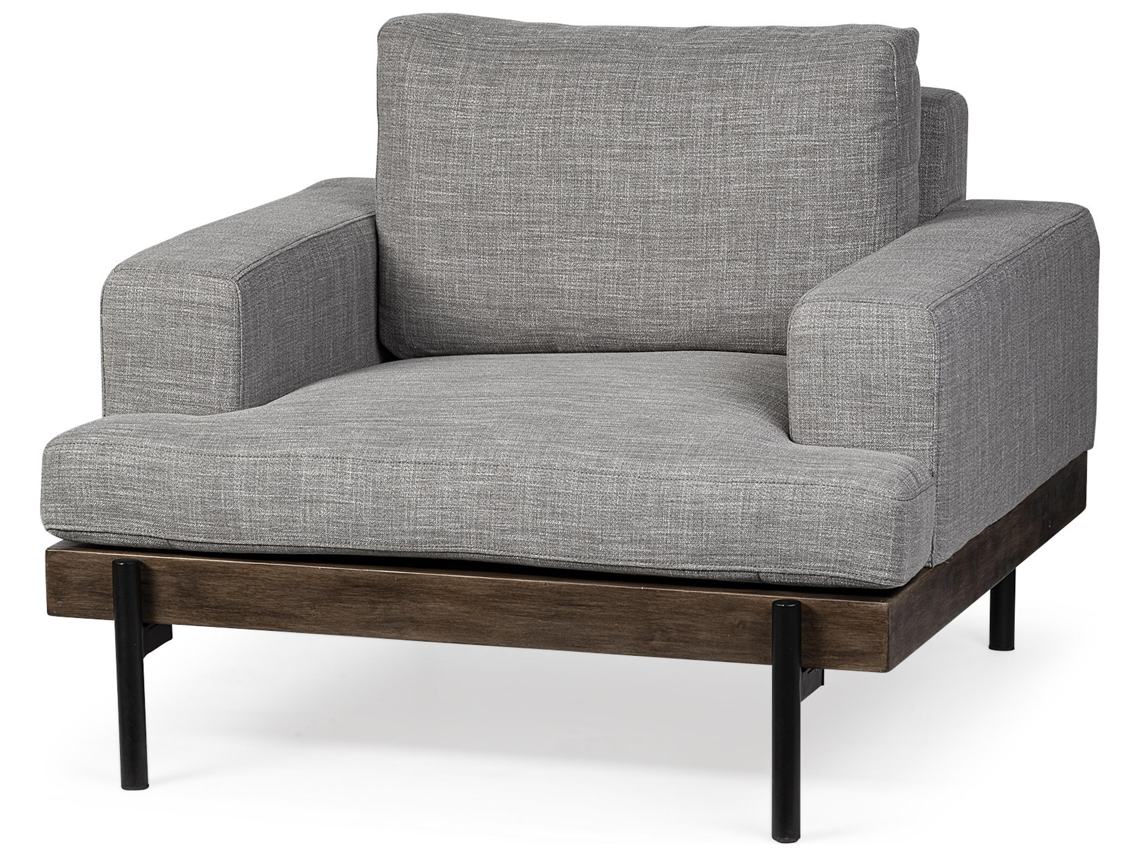 Colburne I Gray Fabric W/ Wood and Iron Frame Accent Chair