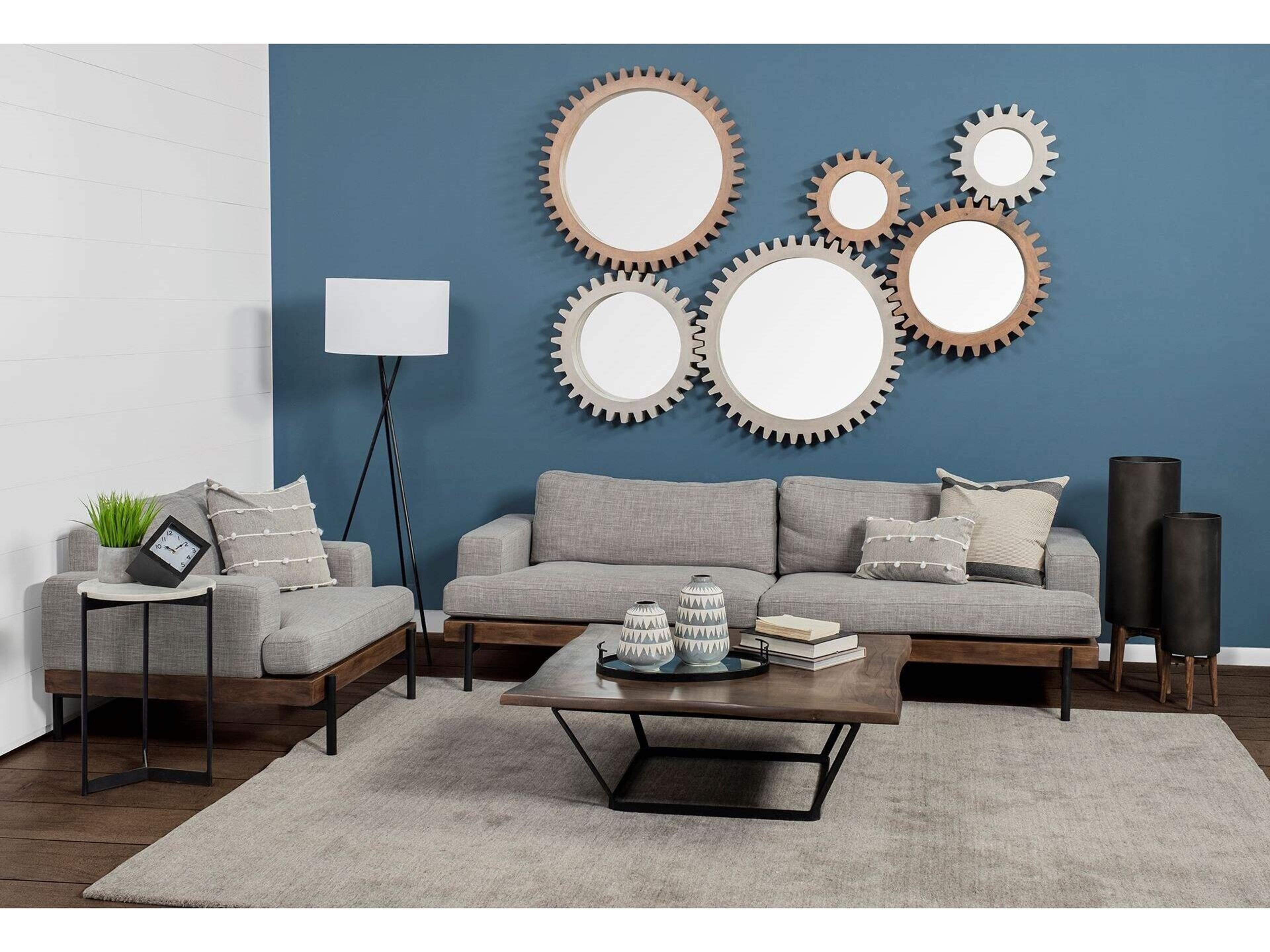 Mercana Colburne I Gray Fabric W/ Wood and Iron Frame Accent Chair