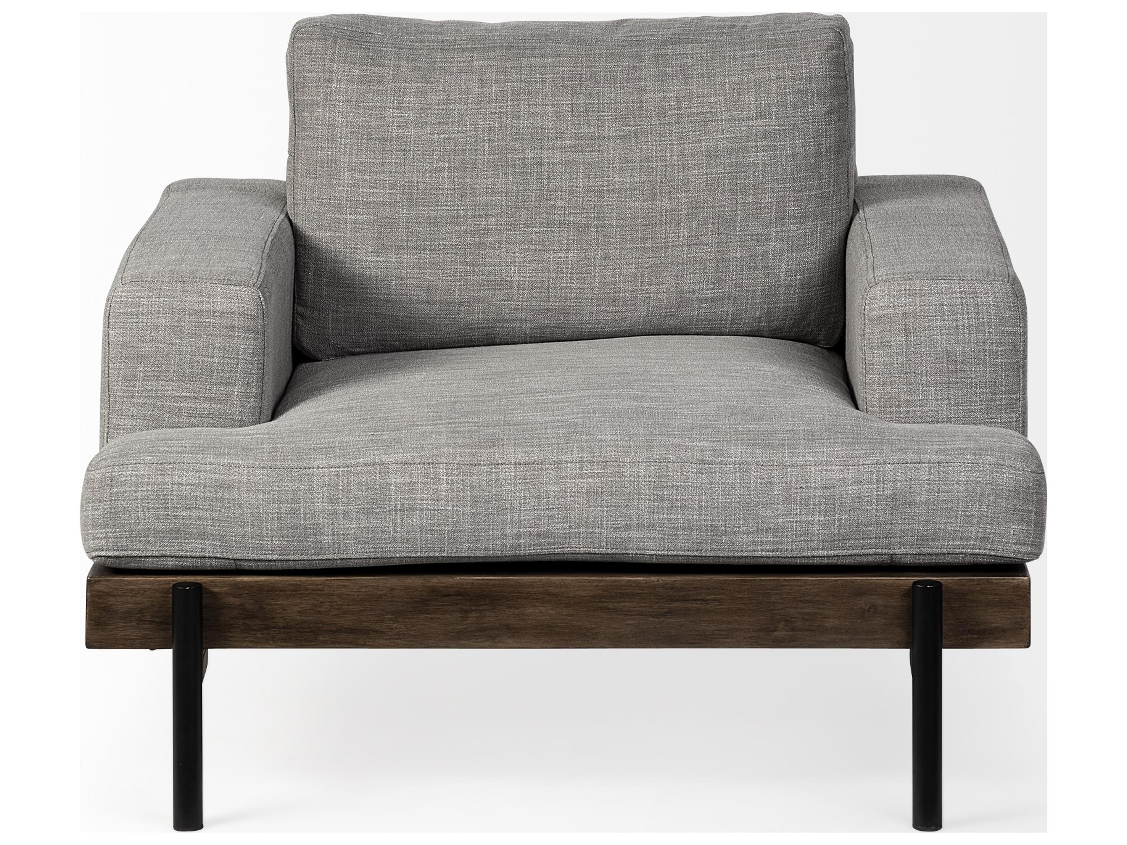 Mercana Colburne I Gray Fabric W/ Wood and Iron Frame Accent Chair