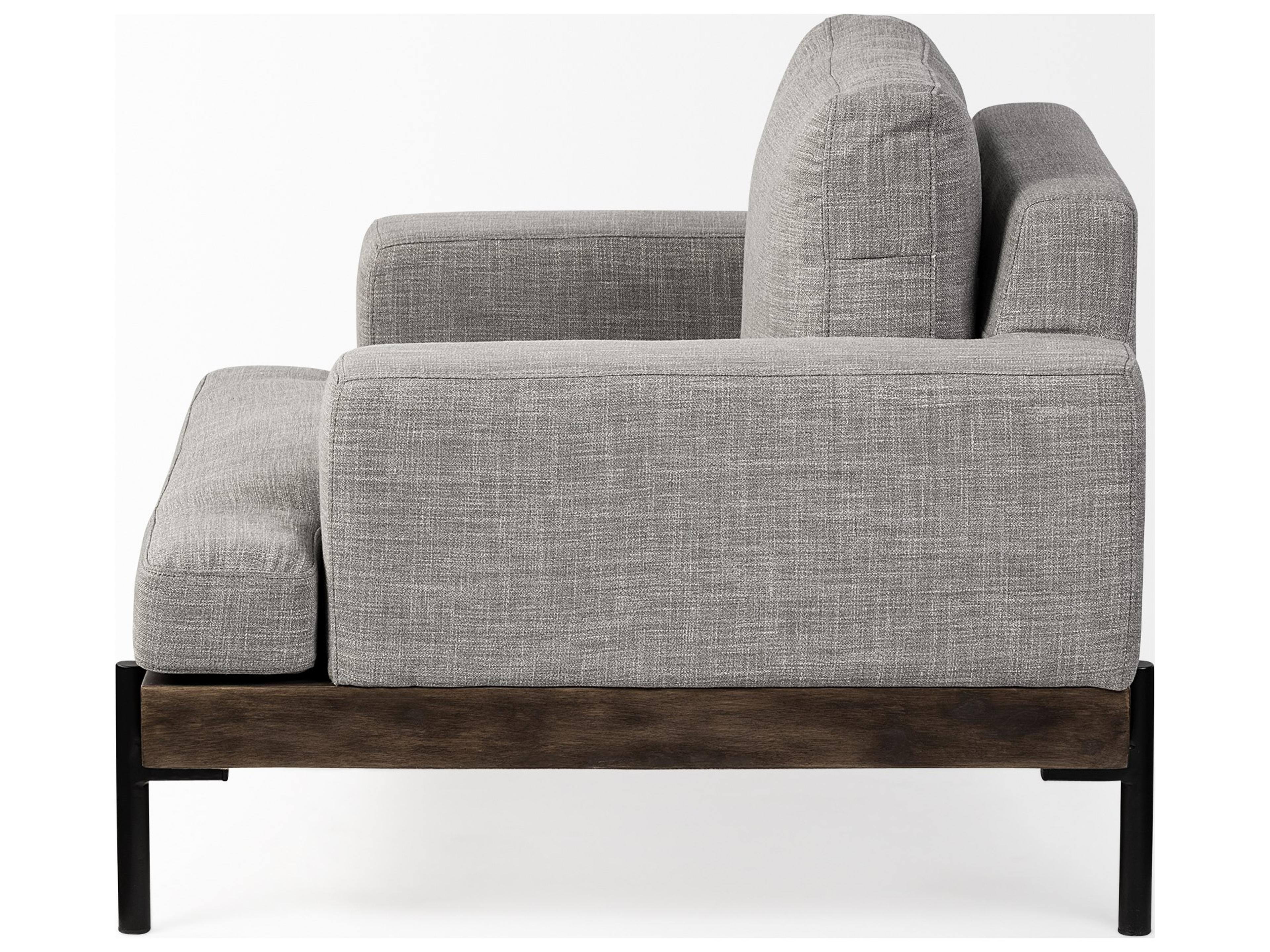 Mercana Colburne I Gray Fabric W/ Wood and Iron Frame Accent Chair