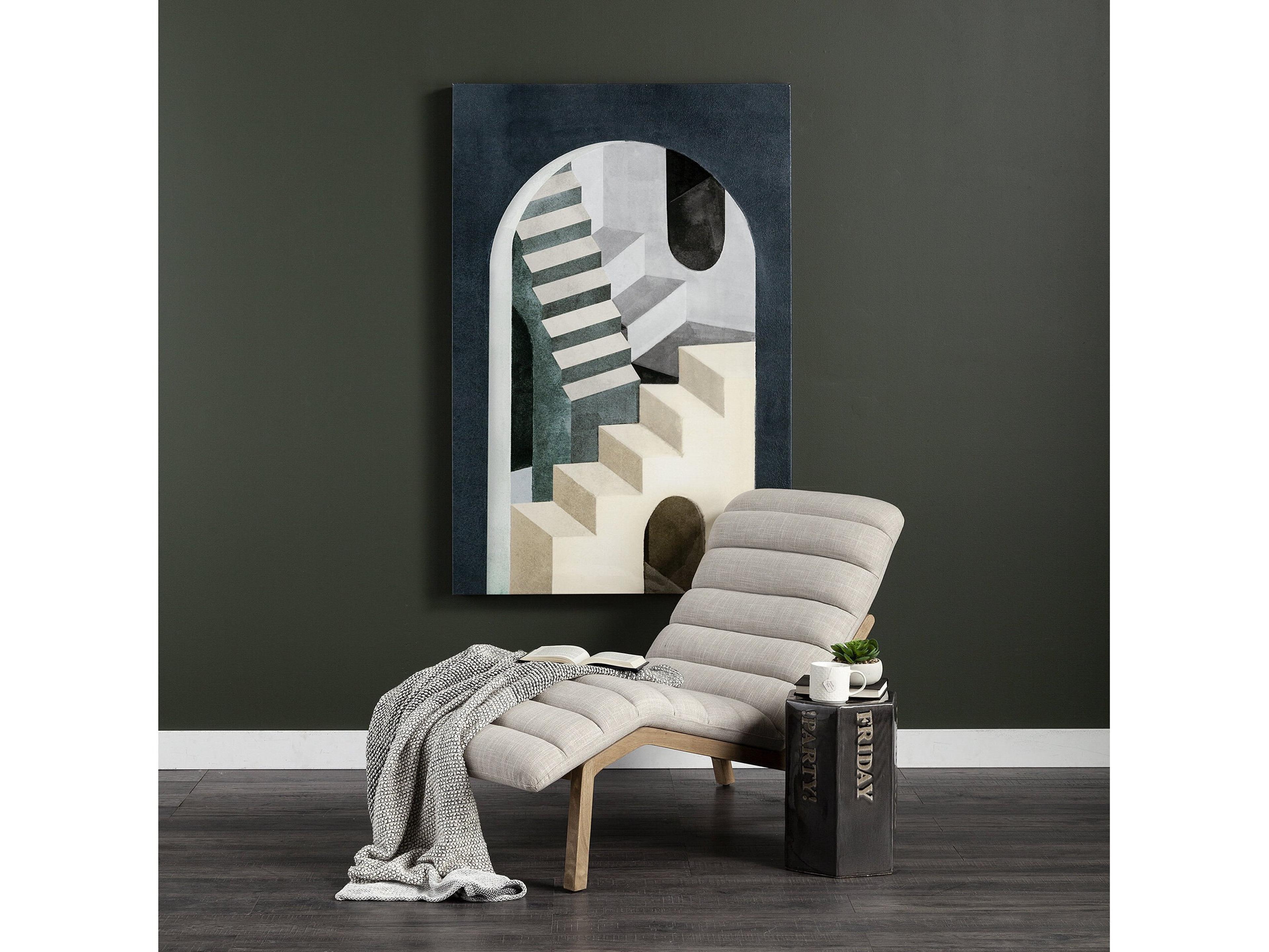 Mercana Pierre Beige Fabric Upholstered Armless Chaise Lounge Chair