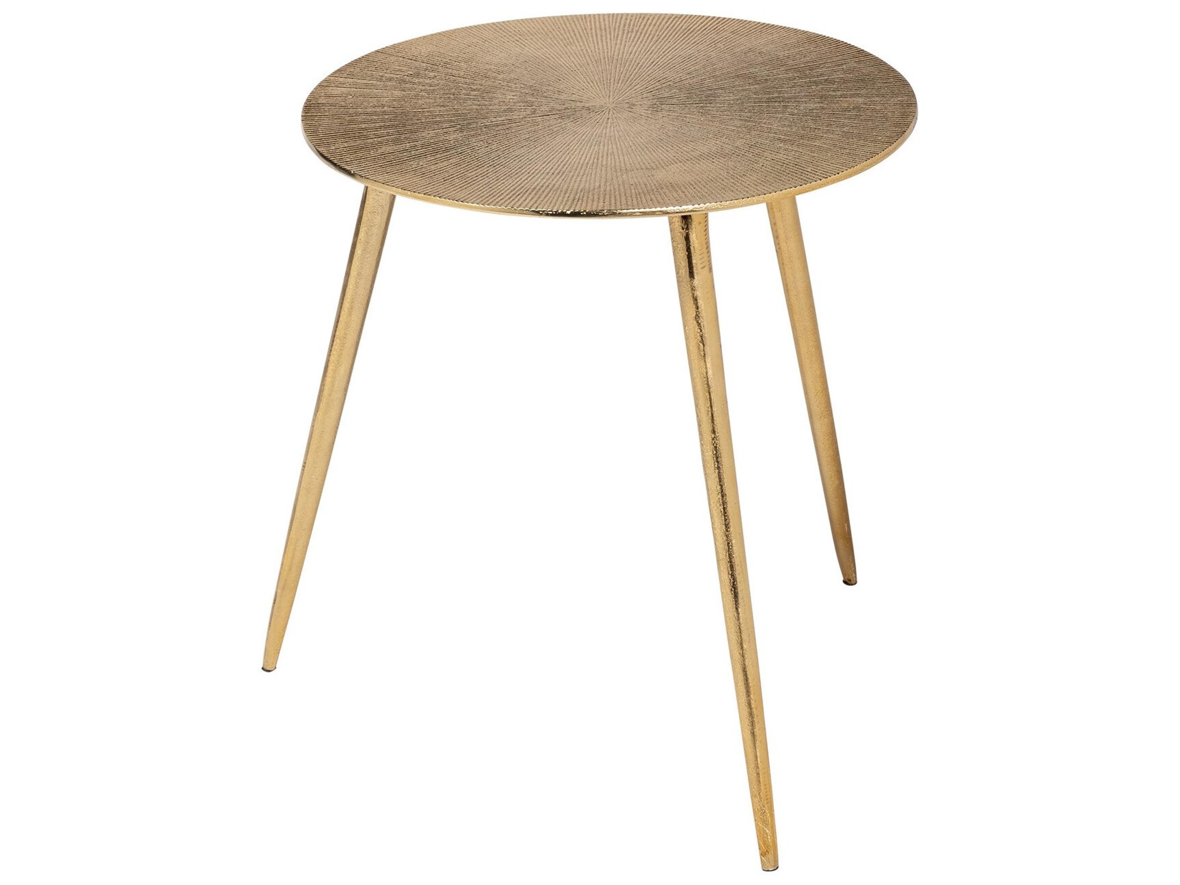 Reva III (Small) 16L x 16W Gold Round Top Cast Aluminum Accent Table