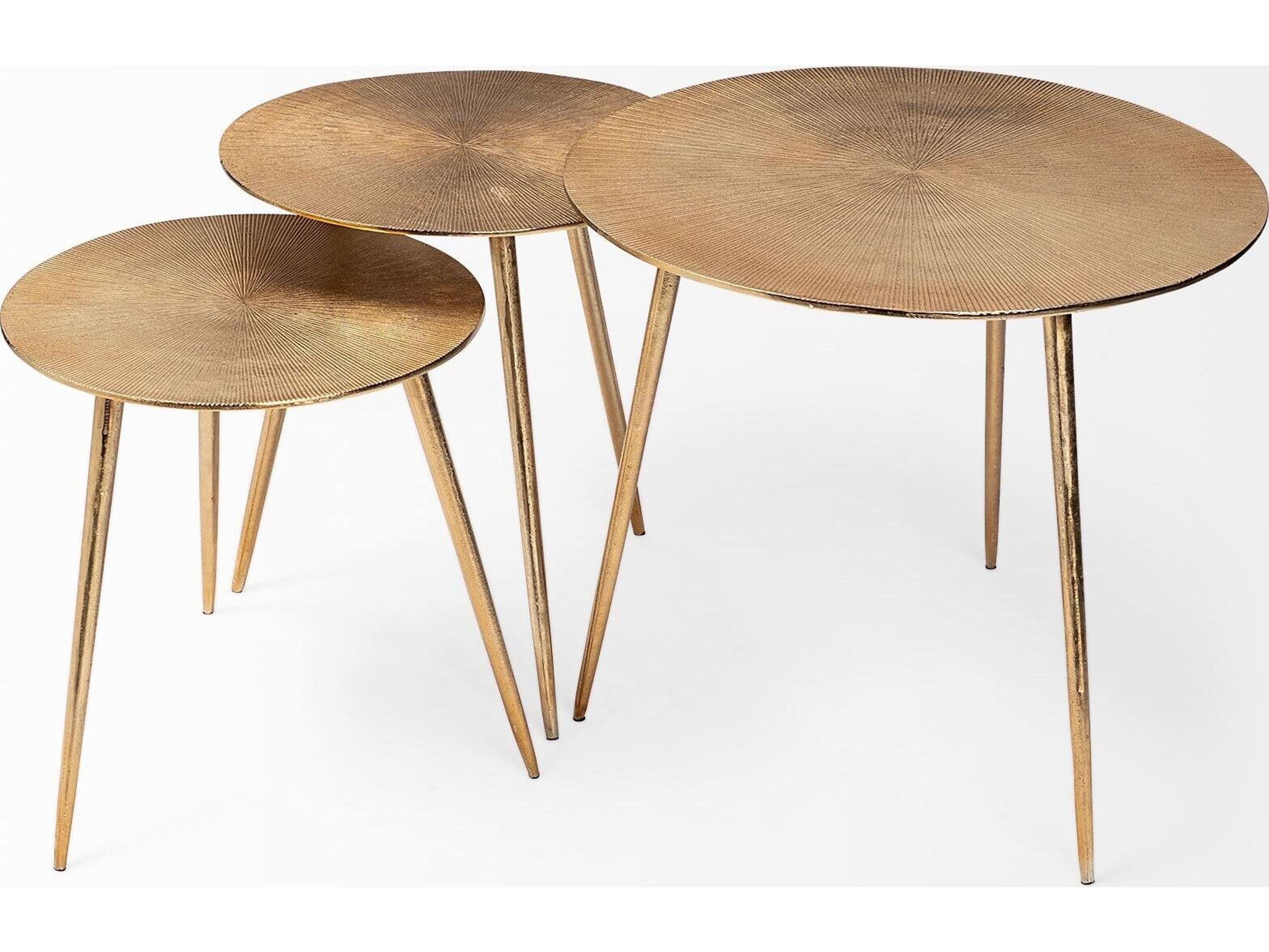 Mercana Reva III (Small) 16L x 16W Gold Round Top Cast Aluminum Accent Table