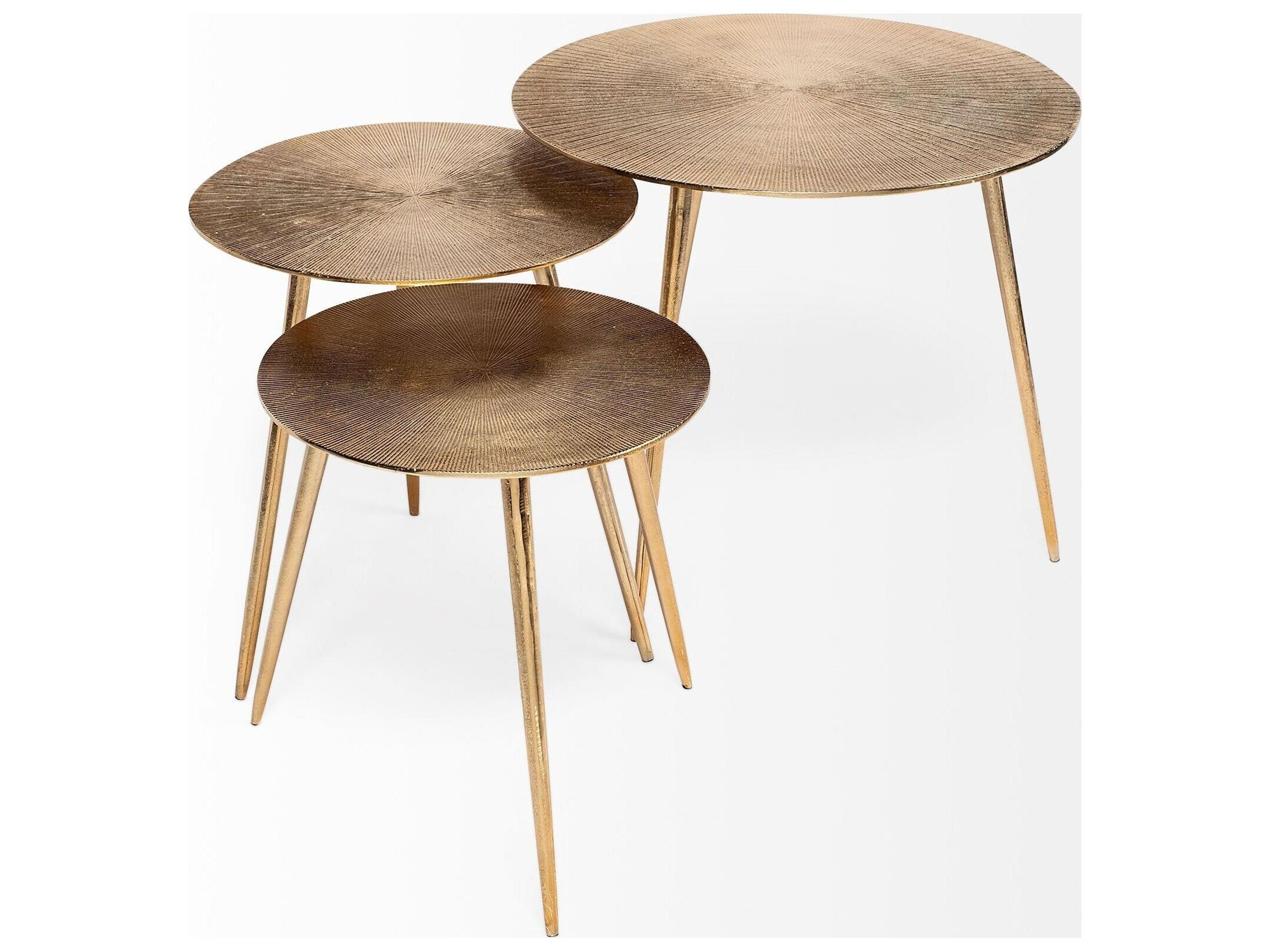 Mercana Reva I (Large) 24L x 24W Gold Round Top Cast Aluminum Accent Table