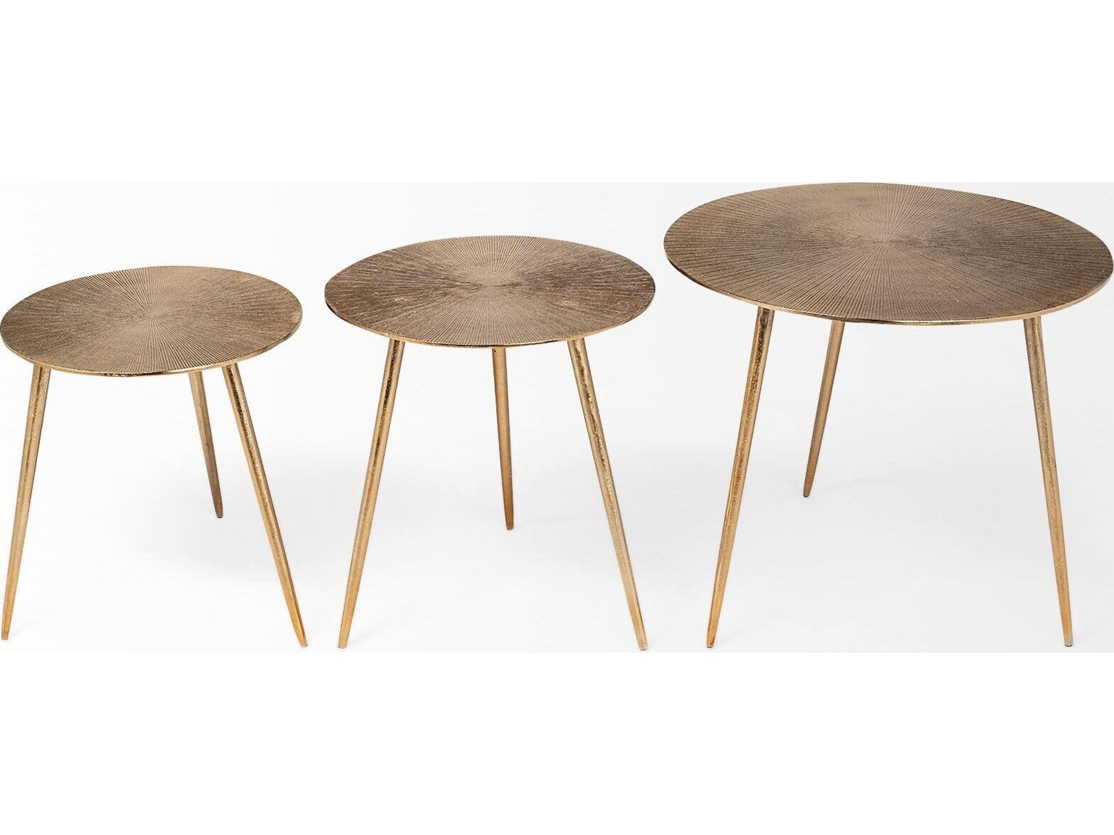 Mercana Reva I (Large) 24L x 24W Gold Round Top Cast Aluminum Accent Table