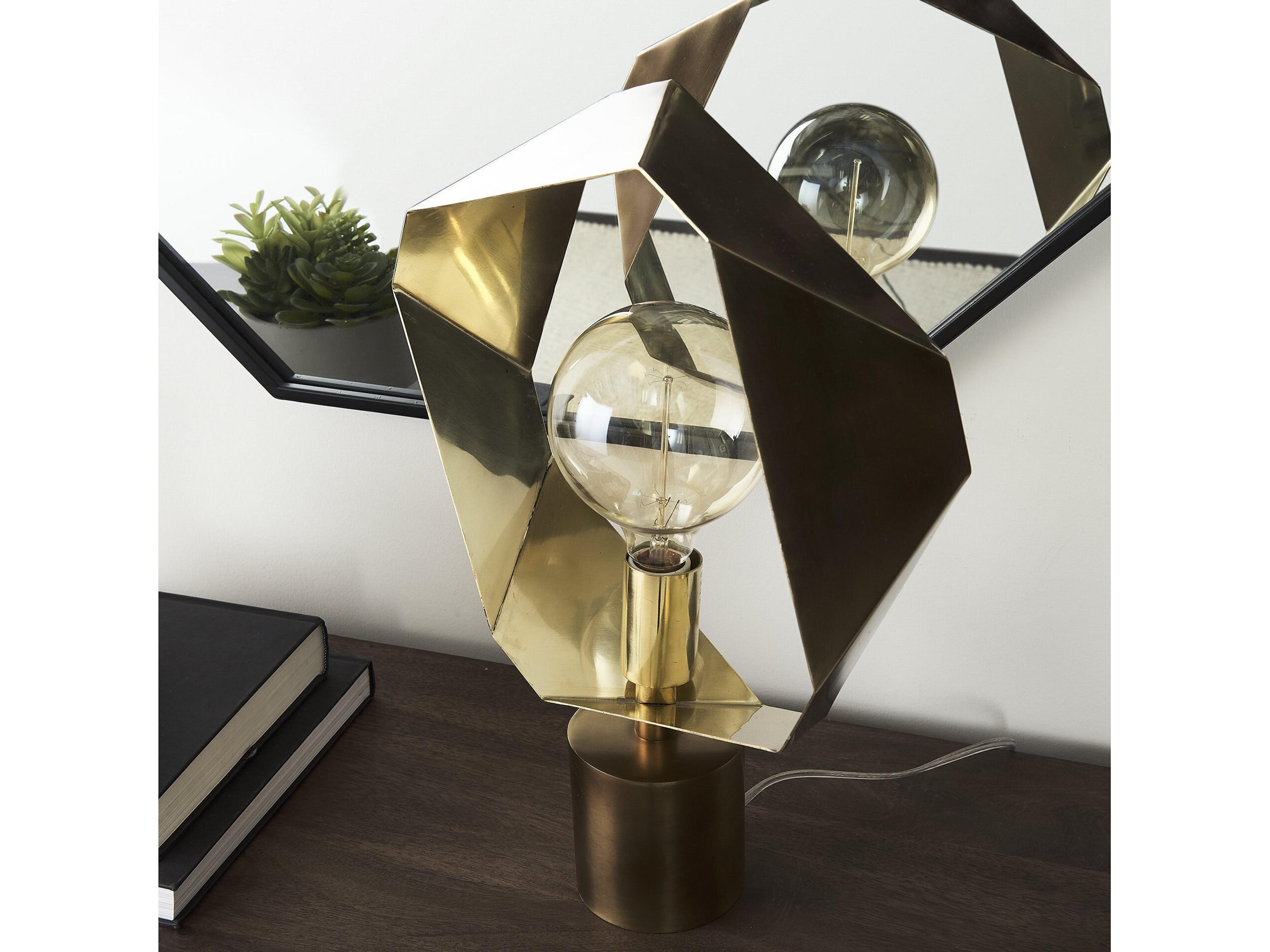 Mercana Shamir 15L x 15W Gold Geometric Metal Table Lamp