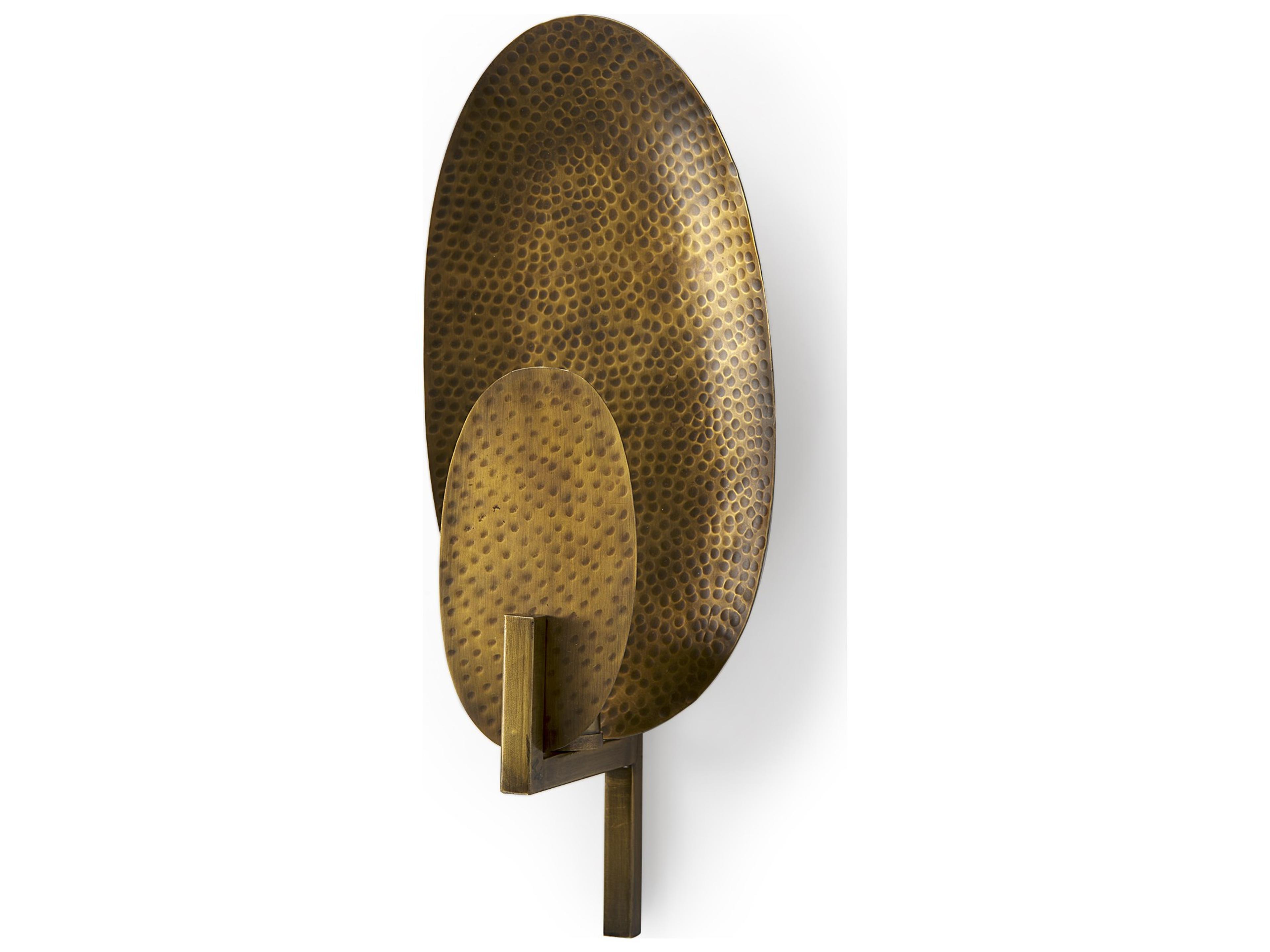 Mercana Clarence 7.0L x 5.3W x 17.0H Metal Hammered Gold Round Wall Sconce