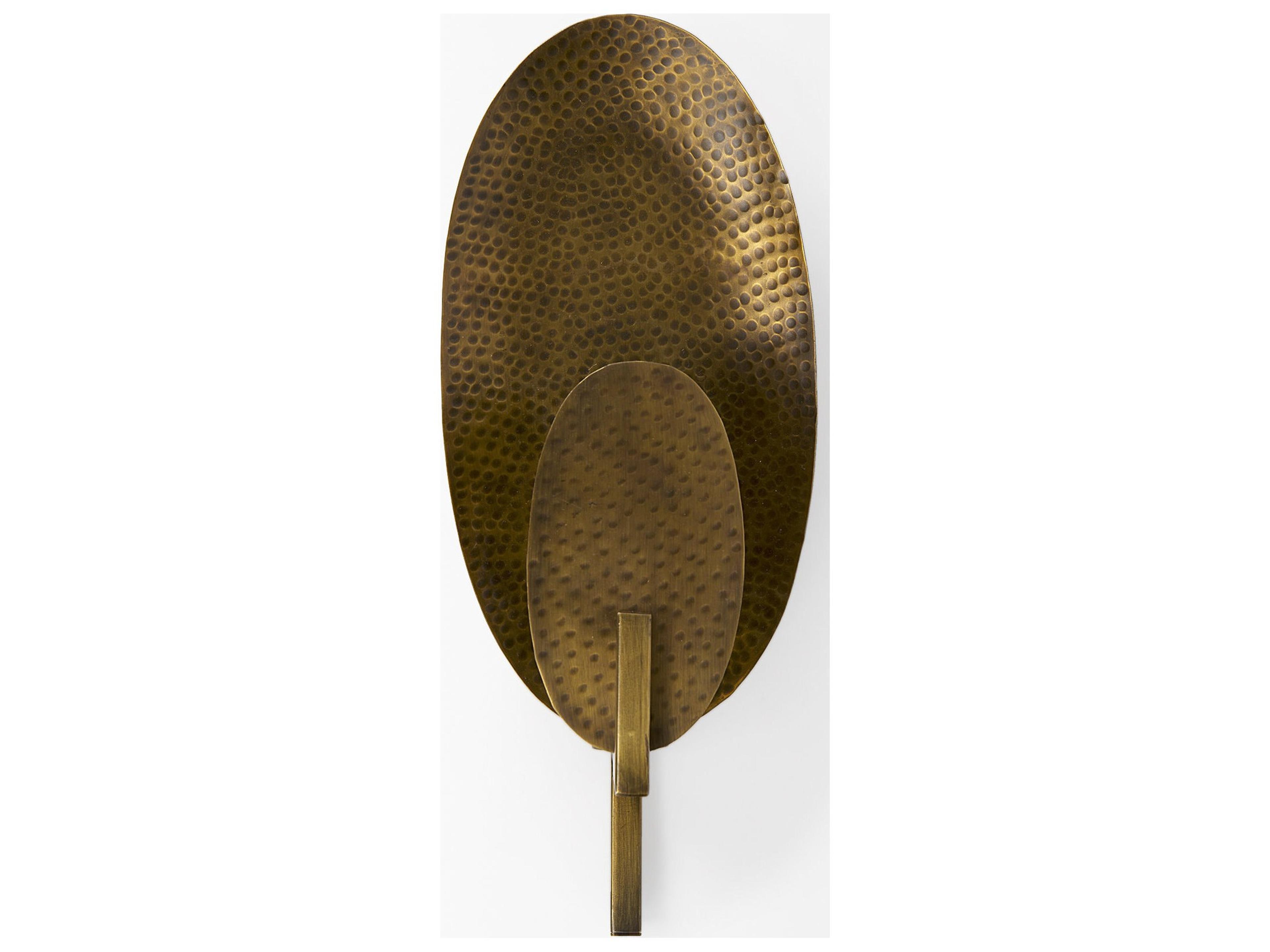 Mercana Clarence 7.0L x 5.3W x 17.0H Metal Hammered Gold Round Wall Sconce