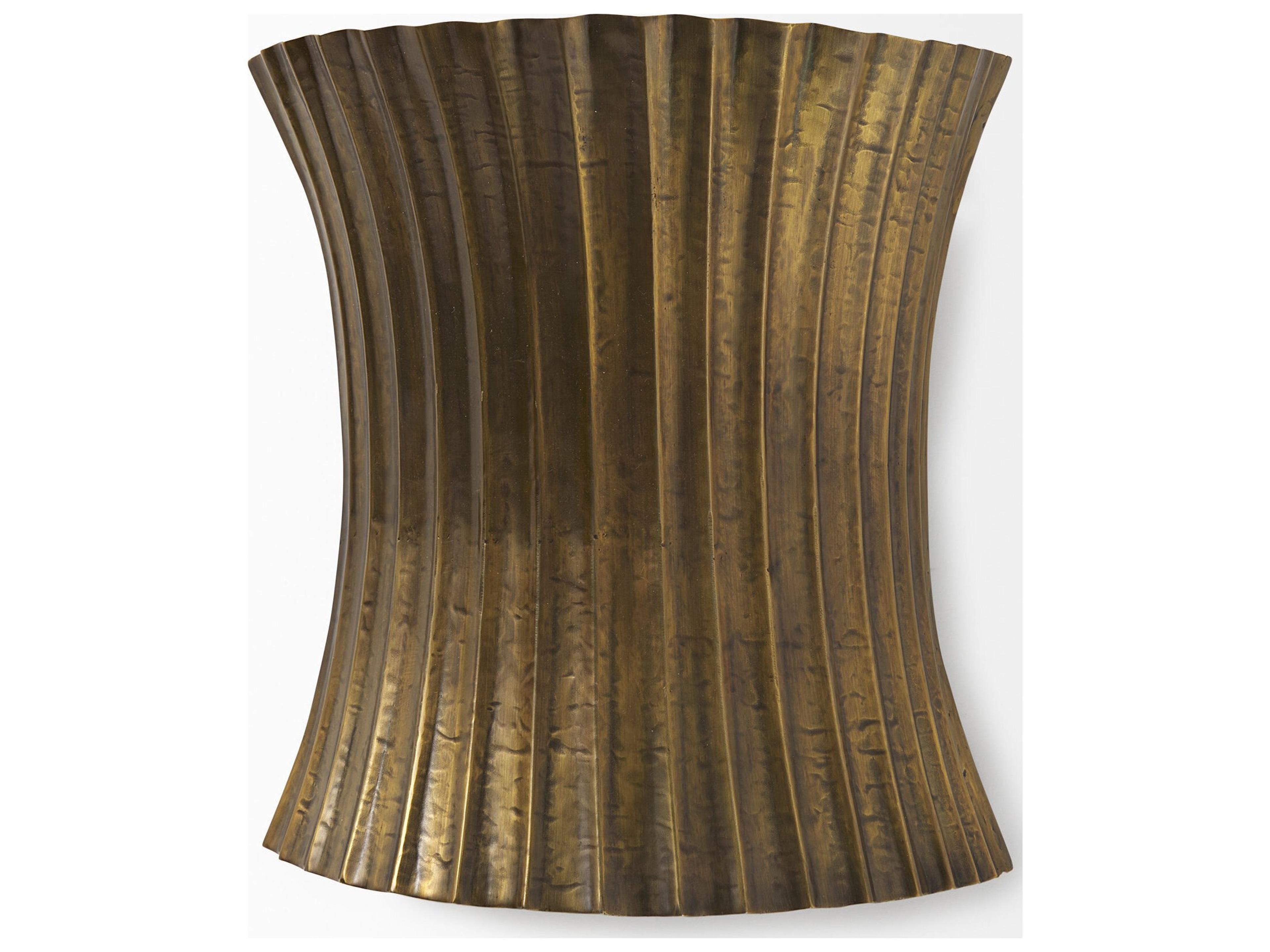 Mercana Letitia 10.5L x 5.5W x 11.0H Gold Hammered Metal Fan Wall Sconce