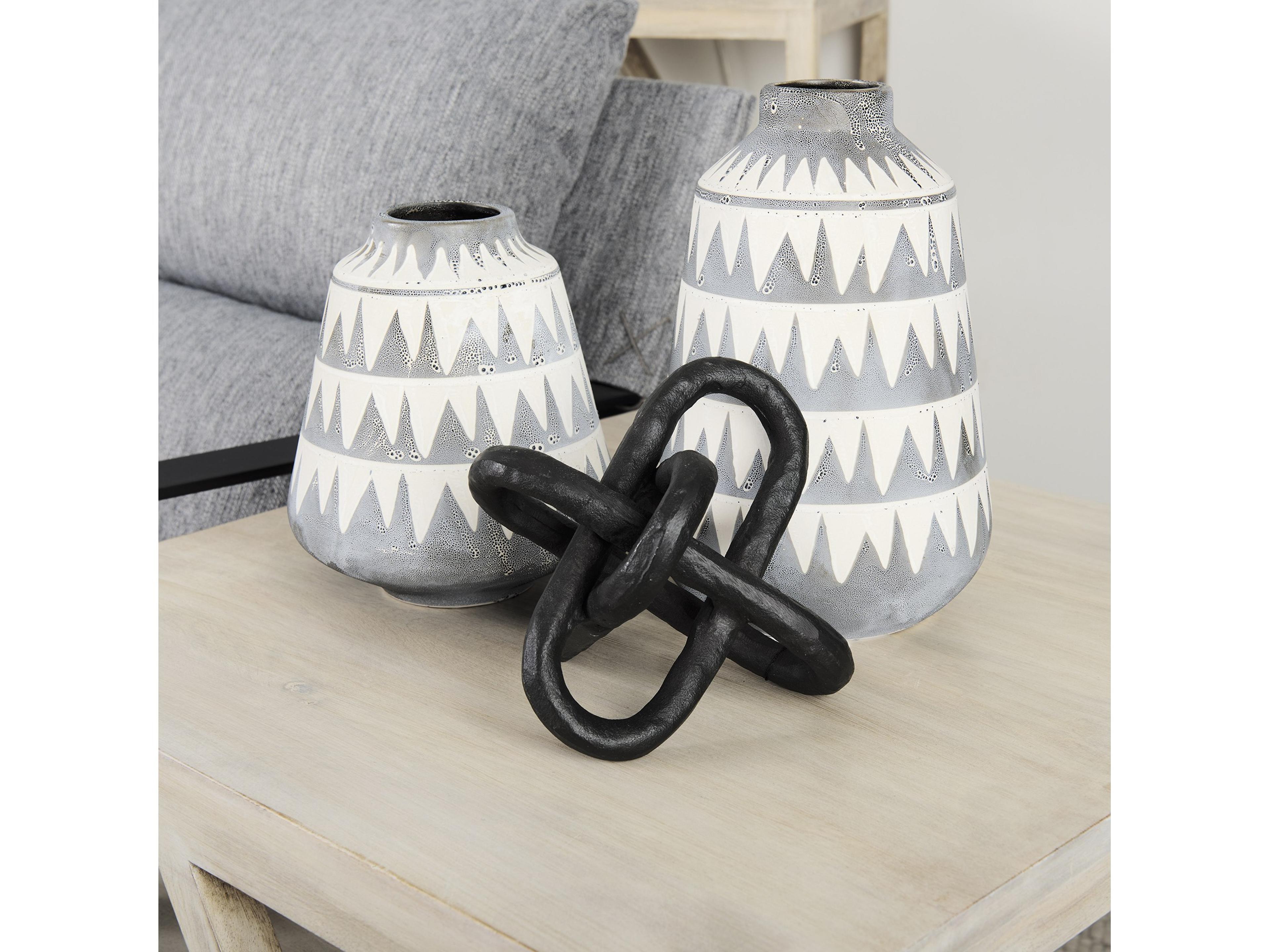 Mercana Delaney Large Gray Patterned Ceramic Vase