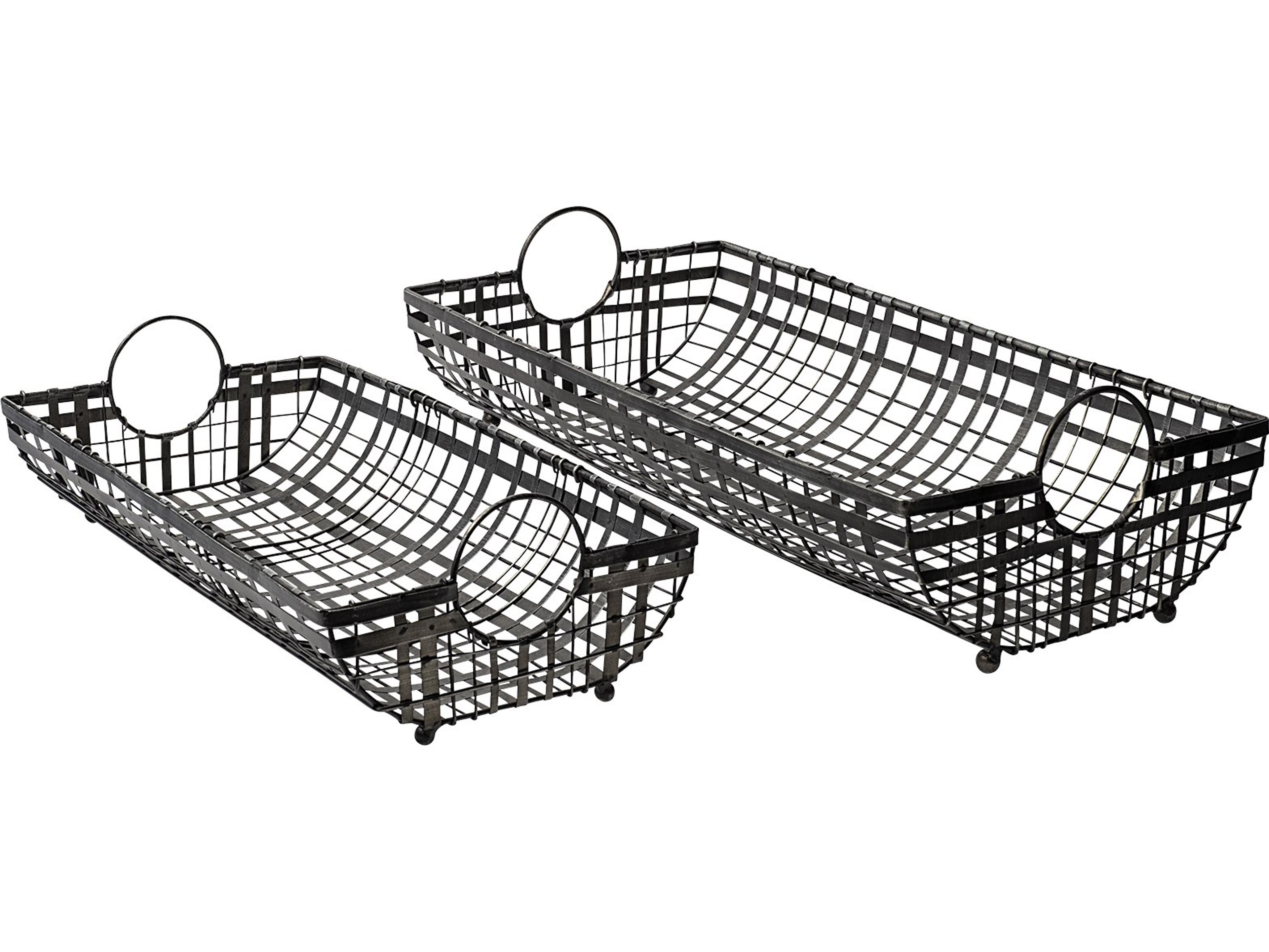 Mercana Kenneth (Set of 2) 24L x 12W Gray Metal Baskets