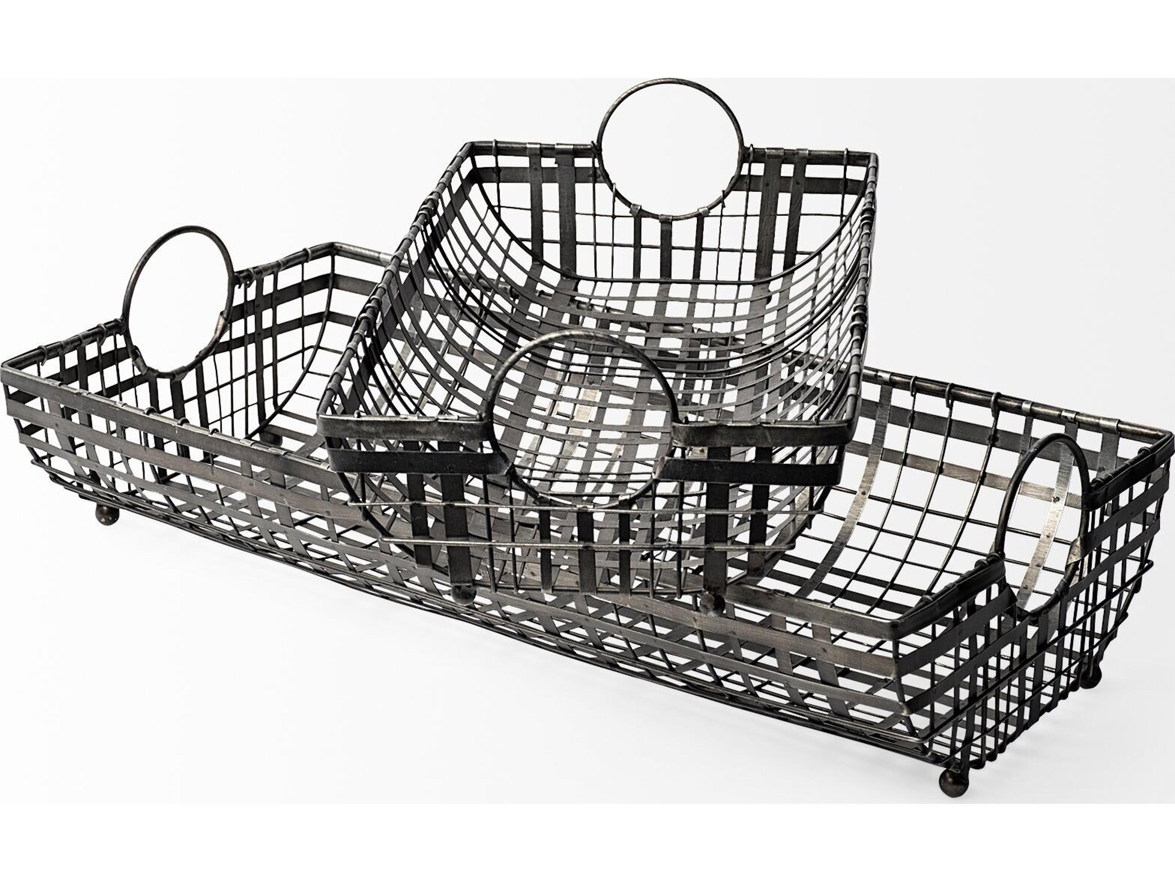 Mercana Kenneth (Set of 2) 24L x 12W Gray Metal Baskets