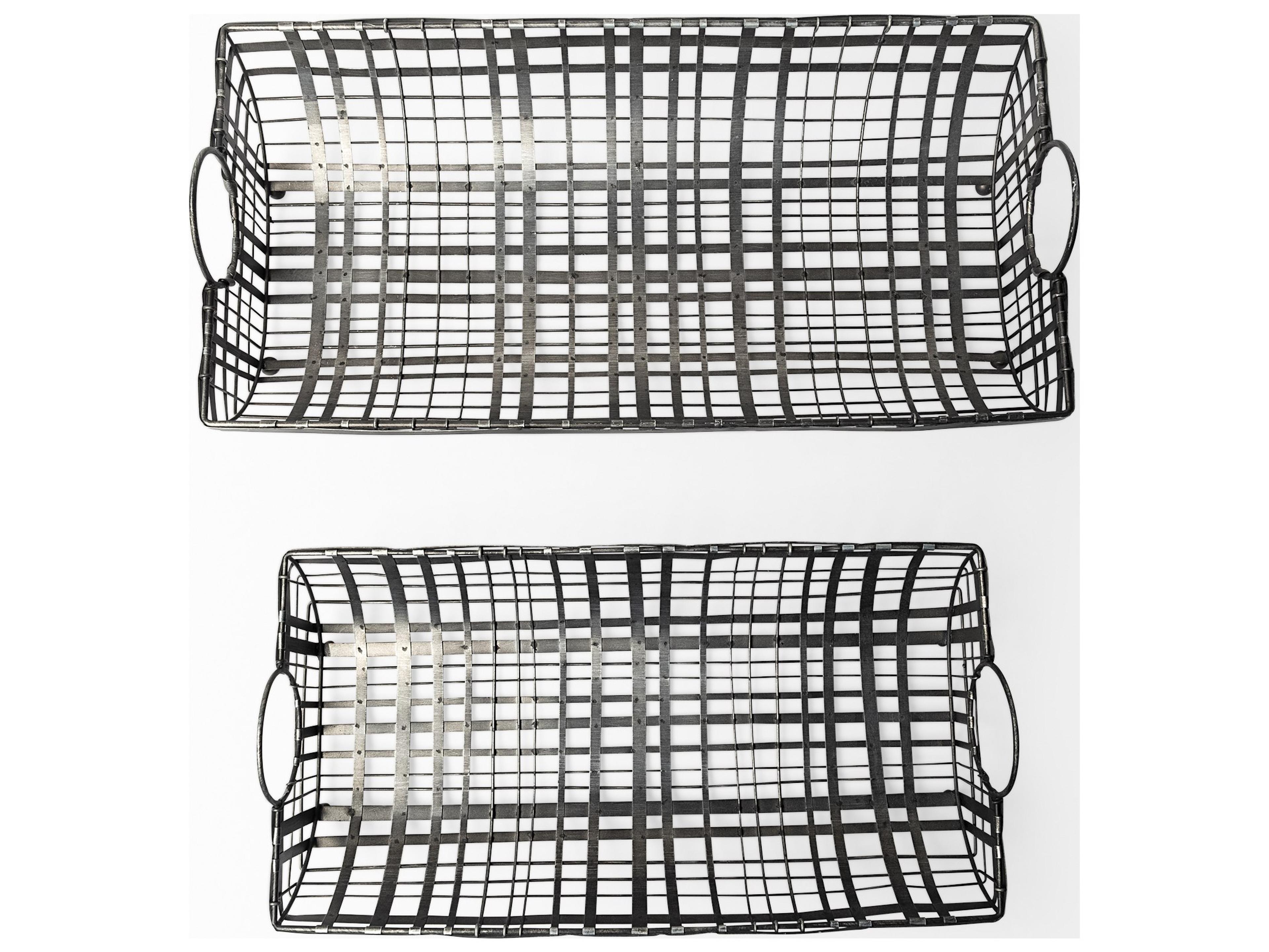 Mercana Kenneth (Set of 2) 24L x 12W Gray Metal Baskets